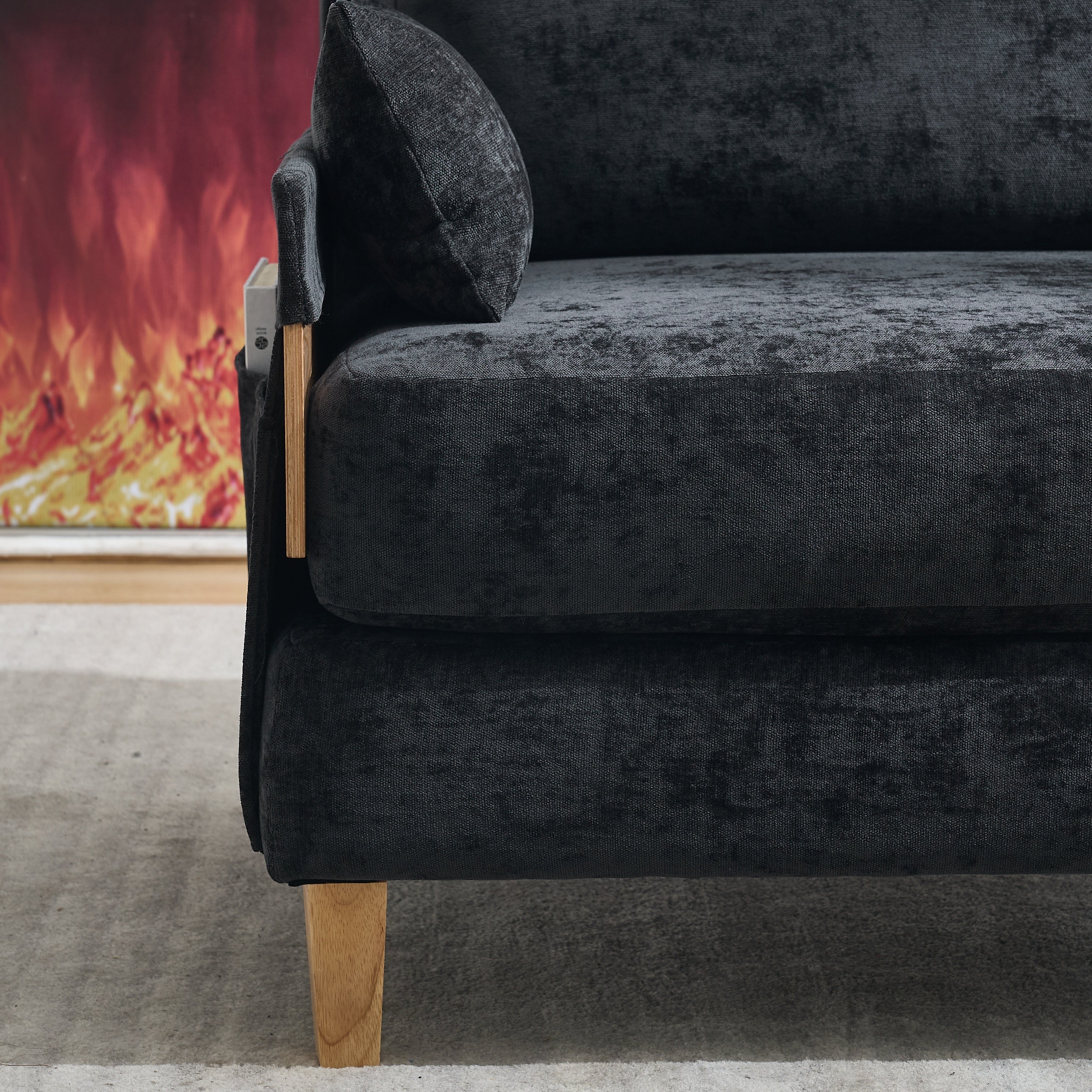 Mid-Century Modern Chenille Foldable Sofa Bed Recliner