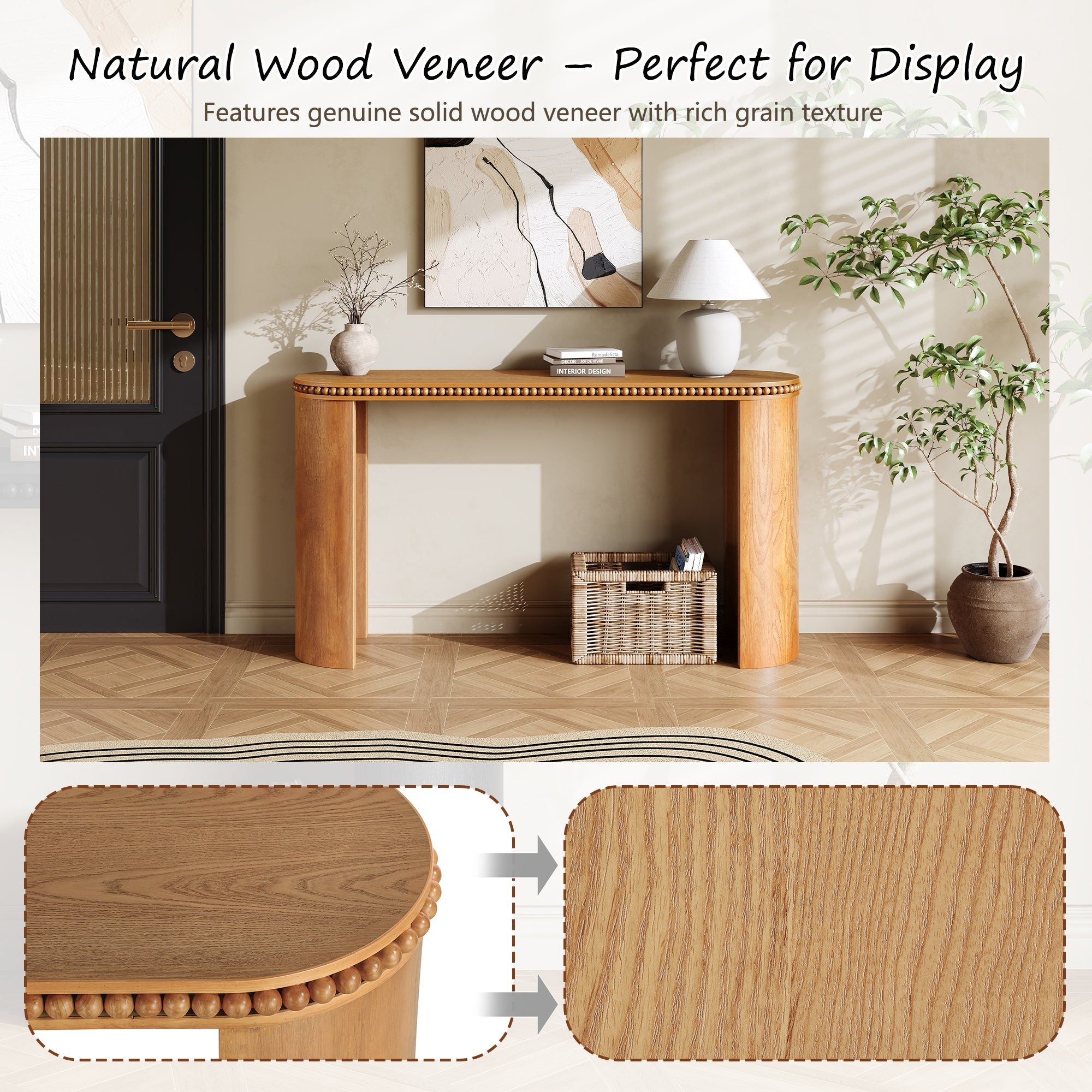 Beaded Trim Console Table
