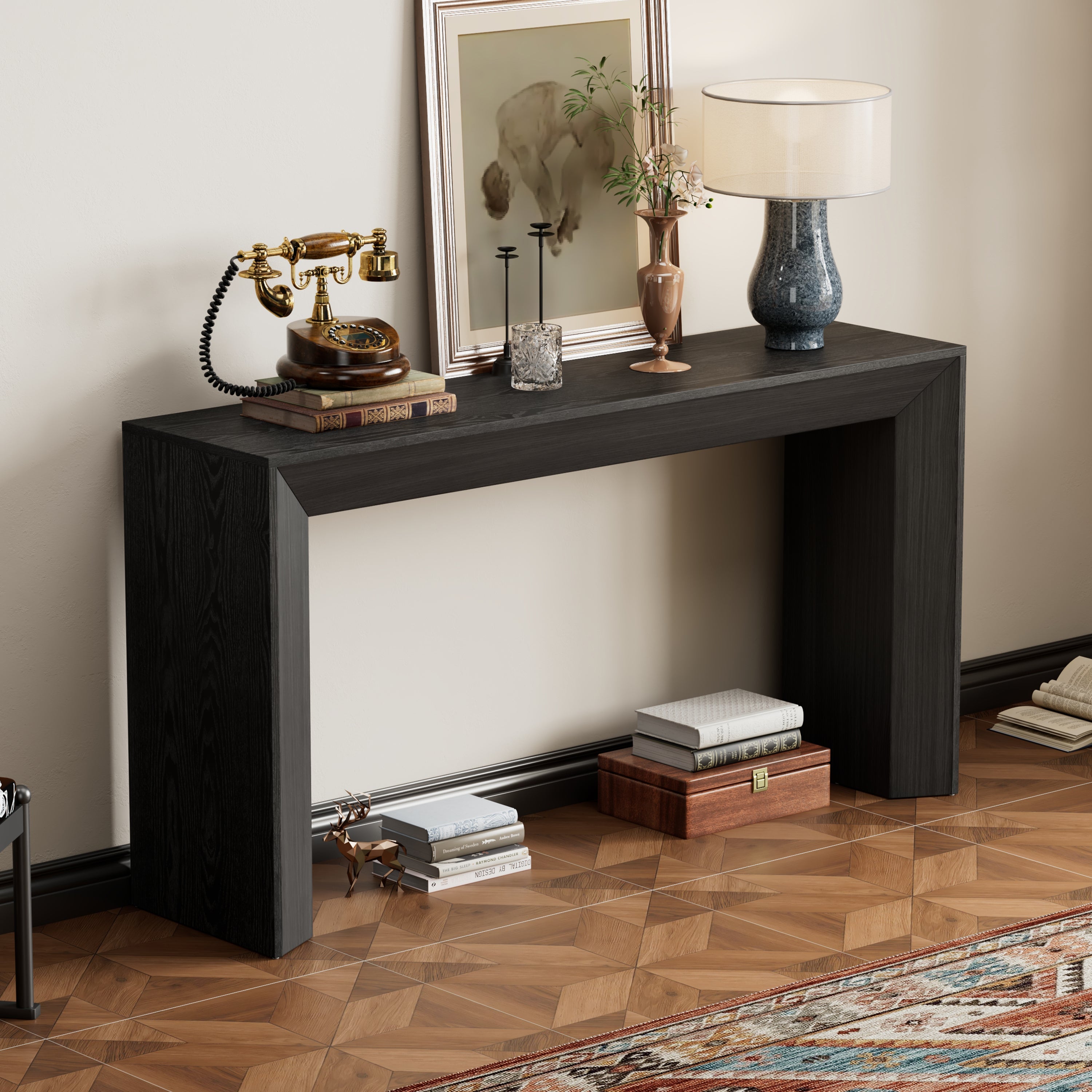 Minimalist Rustic Rectangular Waterfall Console Table