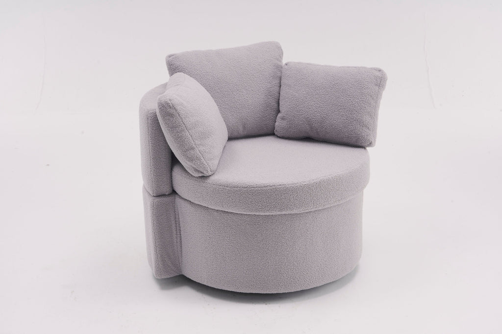 Teddy Fabric Swivel And Storage Chair With Back Cushion