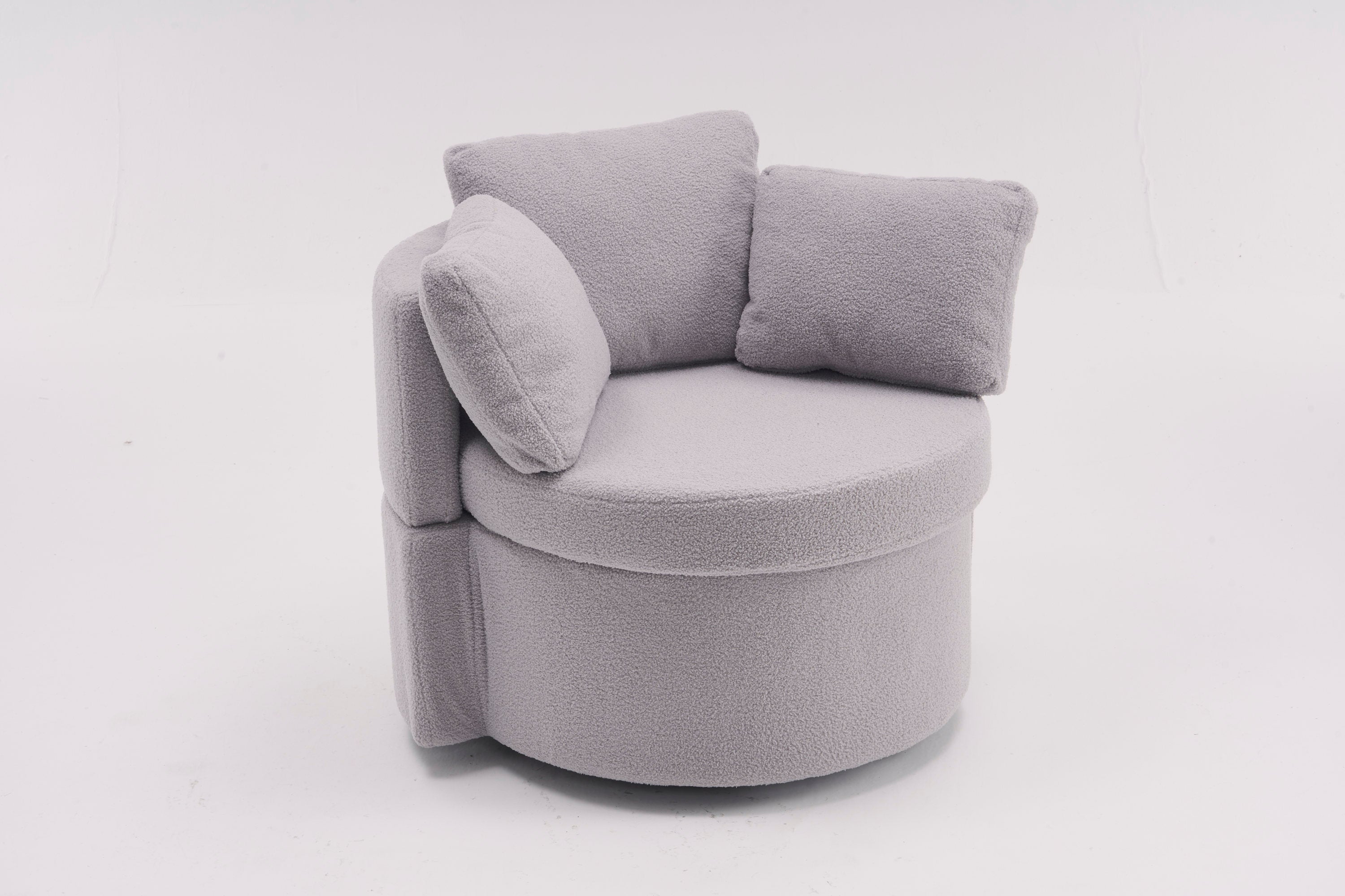 Teddy Fabric Swivel And Storage Chair With Back Cushion