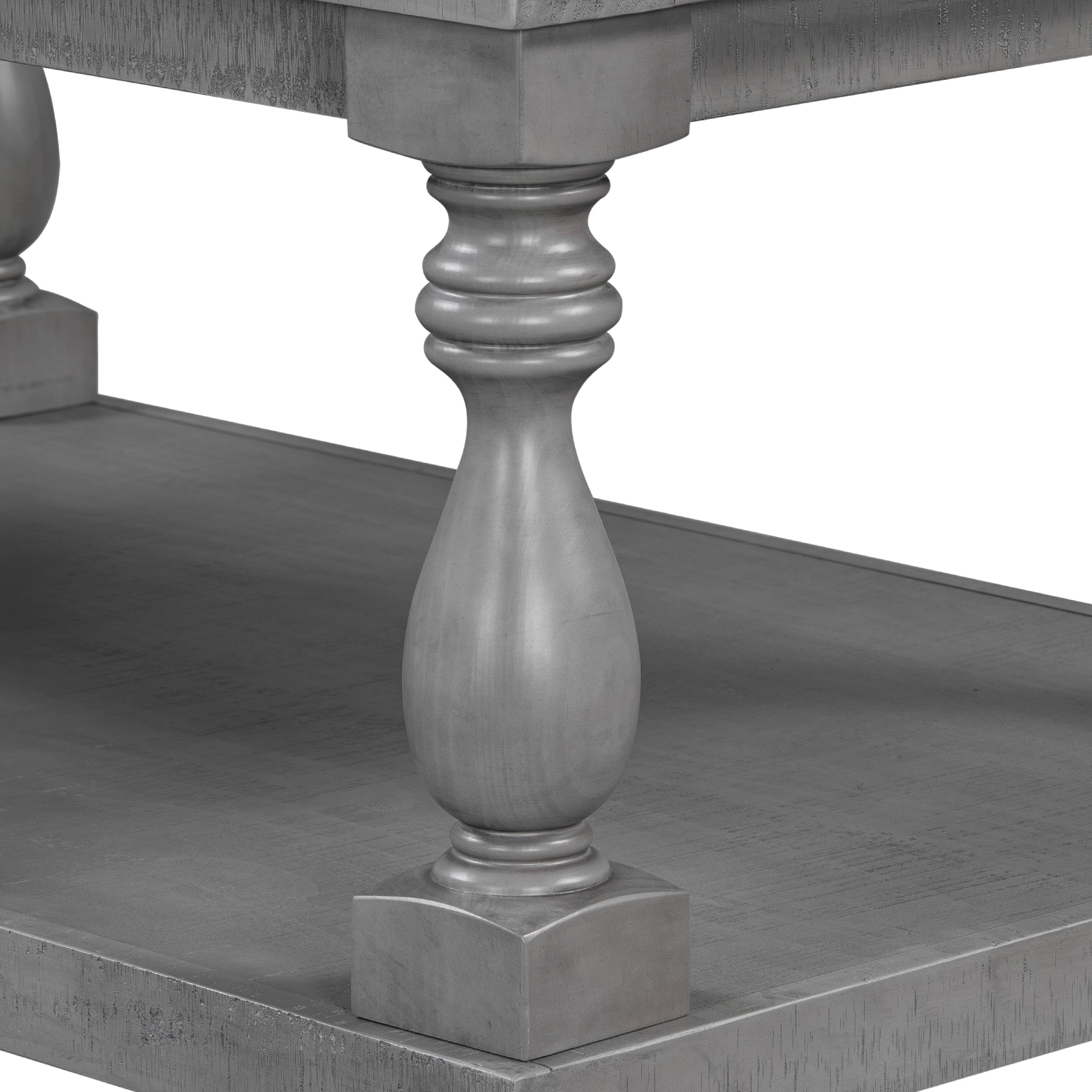 Farmhouse Turned-Leg Coffee Table with Bottom Shelf