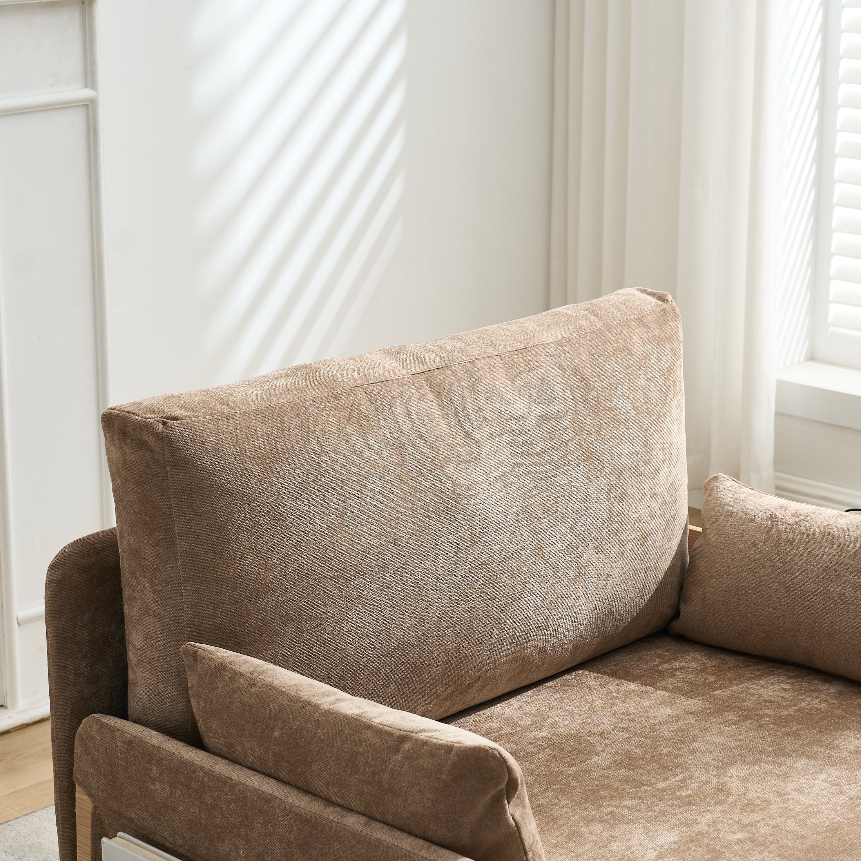 Mid-Century Modern Chenille Foldable Sofa Bed Recliner