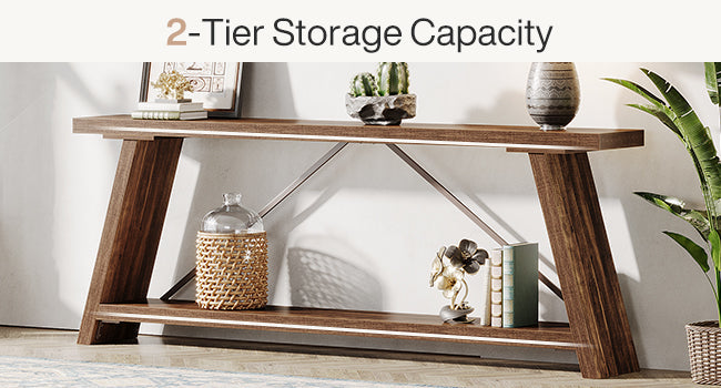 Willowford Industrial Console Table with 2-Tier Storage Shelves