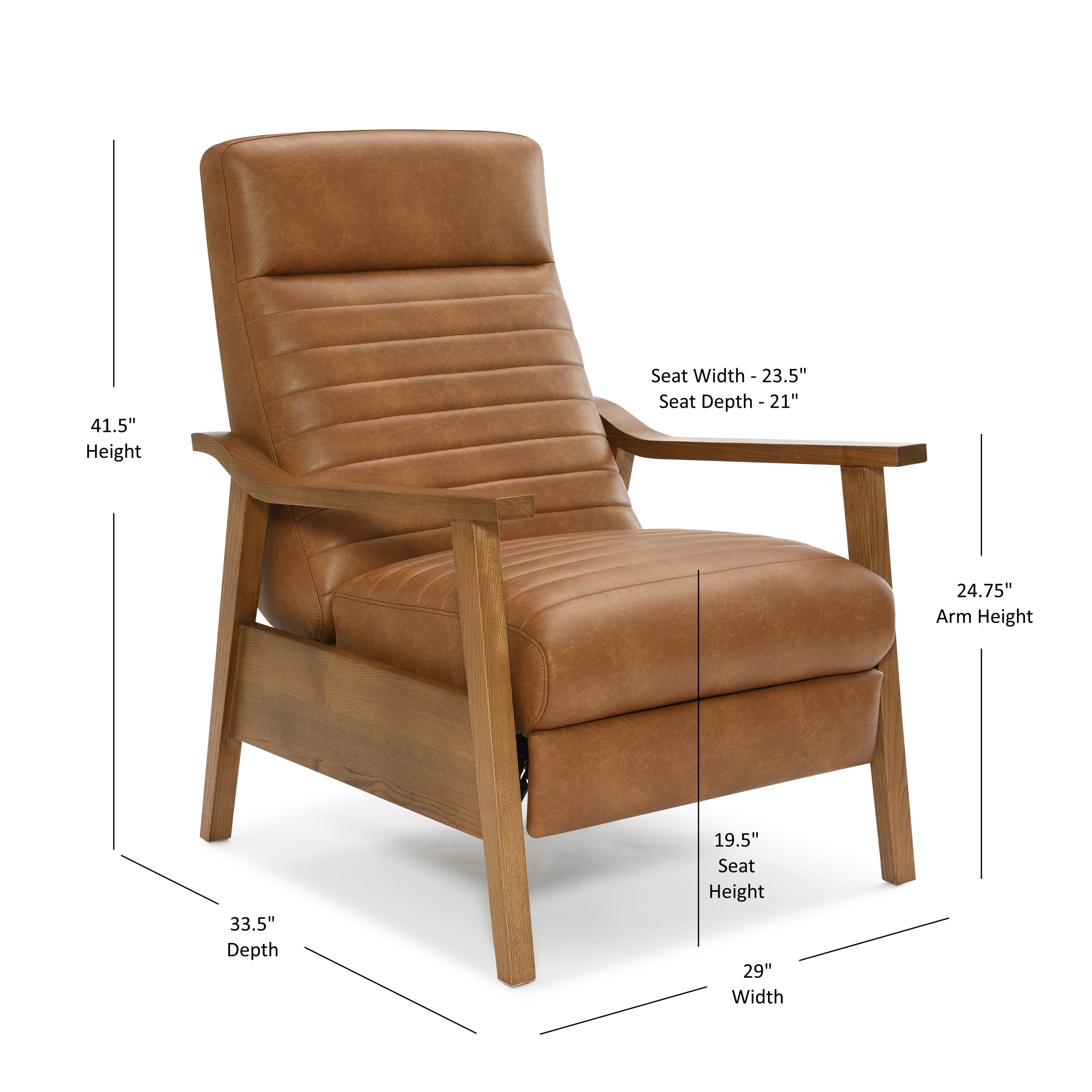 Asher Faux Leather & Wood Arm Push Back Recliner