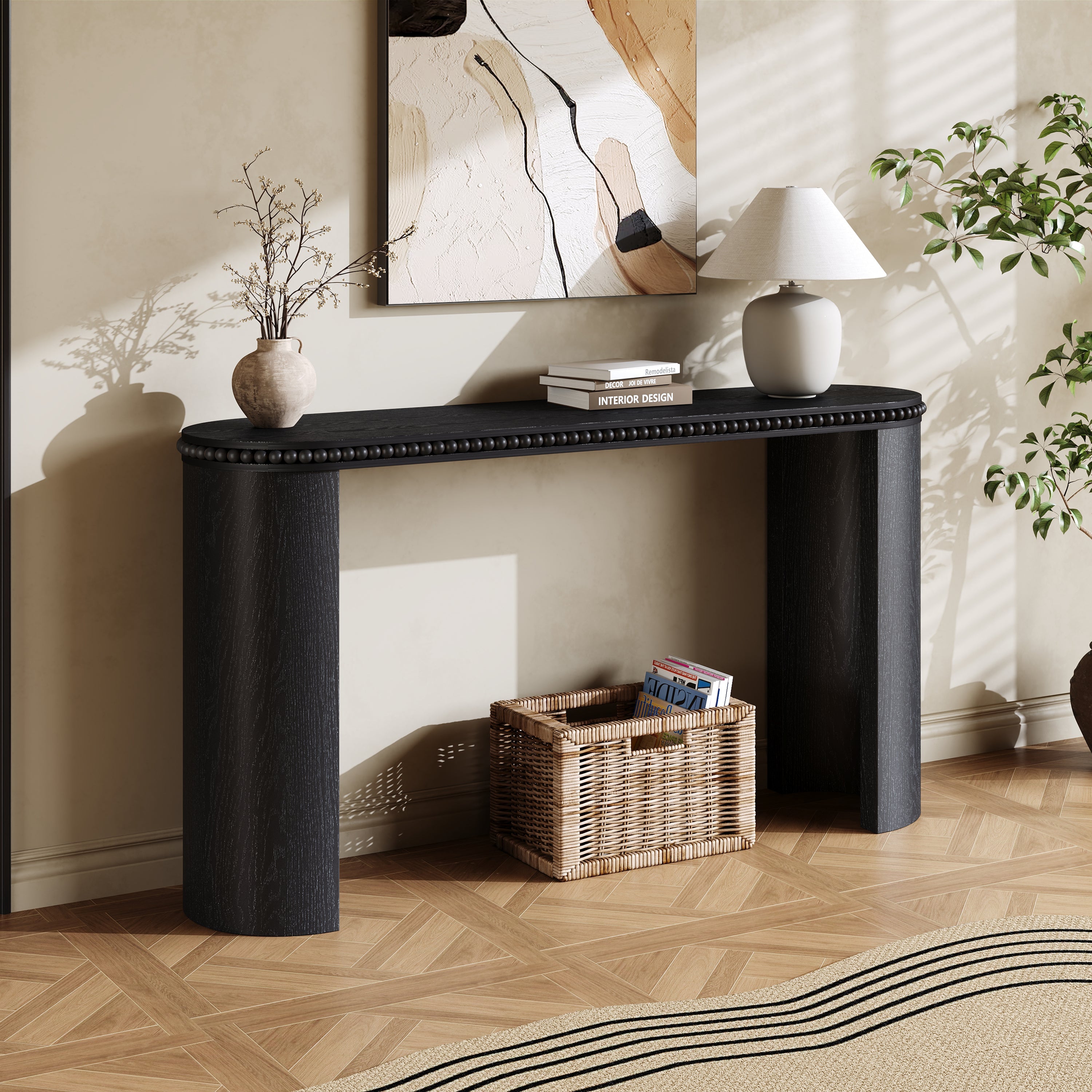 Beaded Trim Console Table