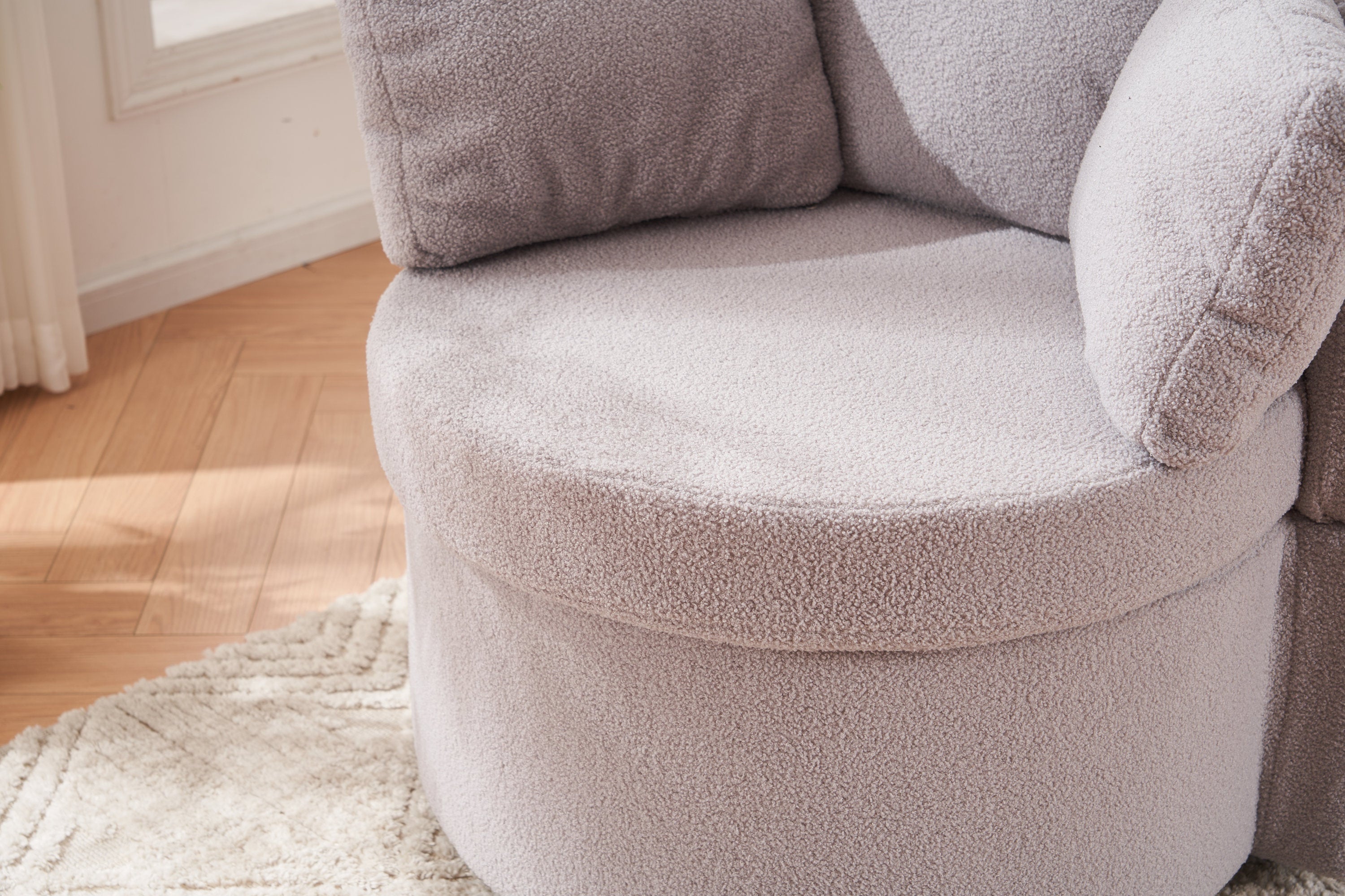 Teddy Fabric Swivel And Storage Chair With Back Cushion