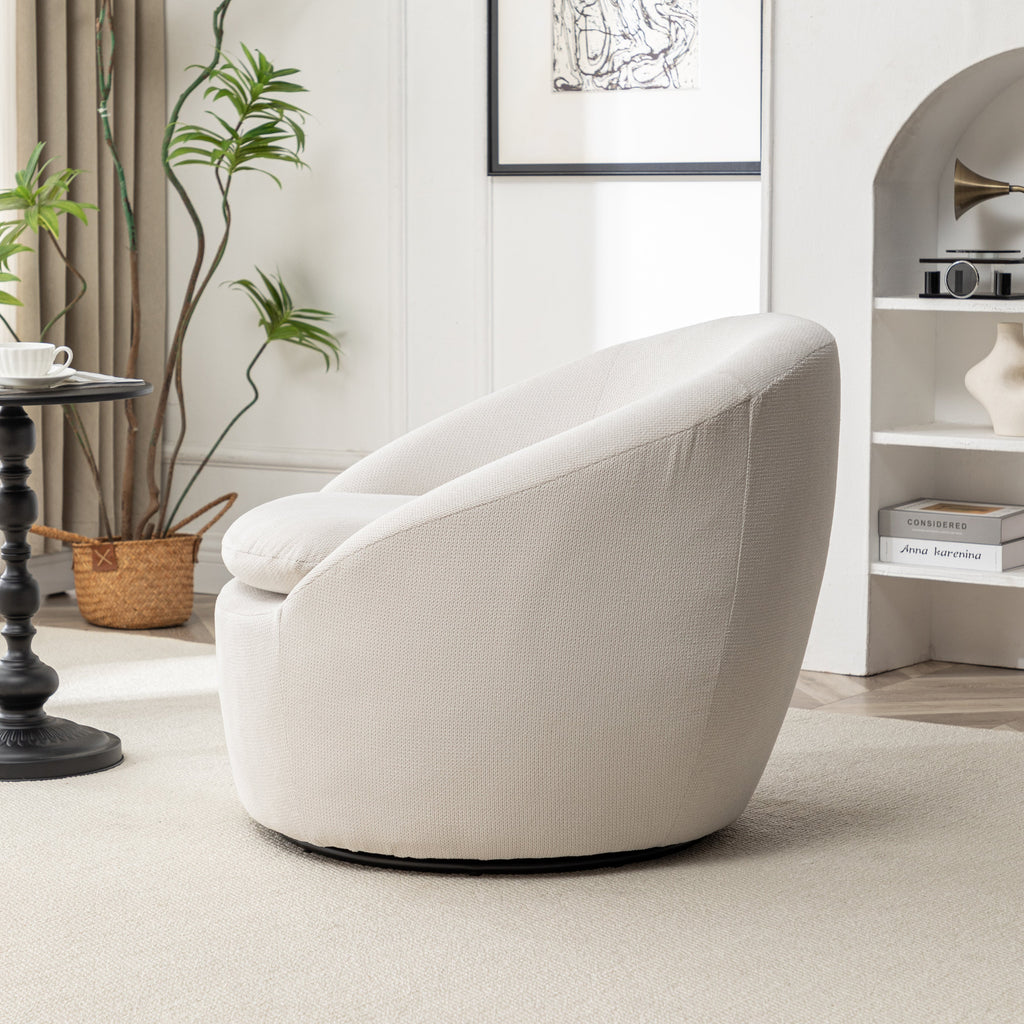 Winnie Modern Teddy Fabric Swivel Barrel Chair