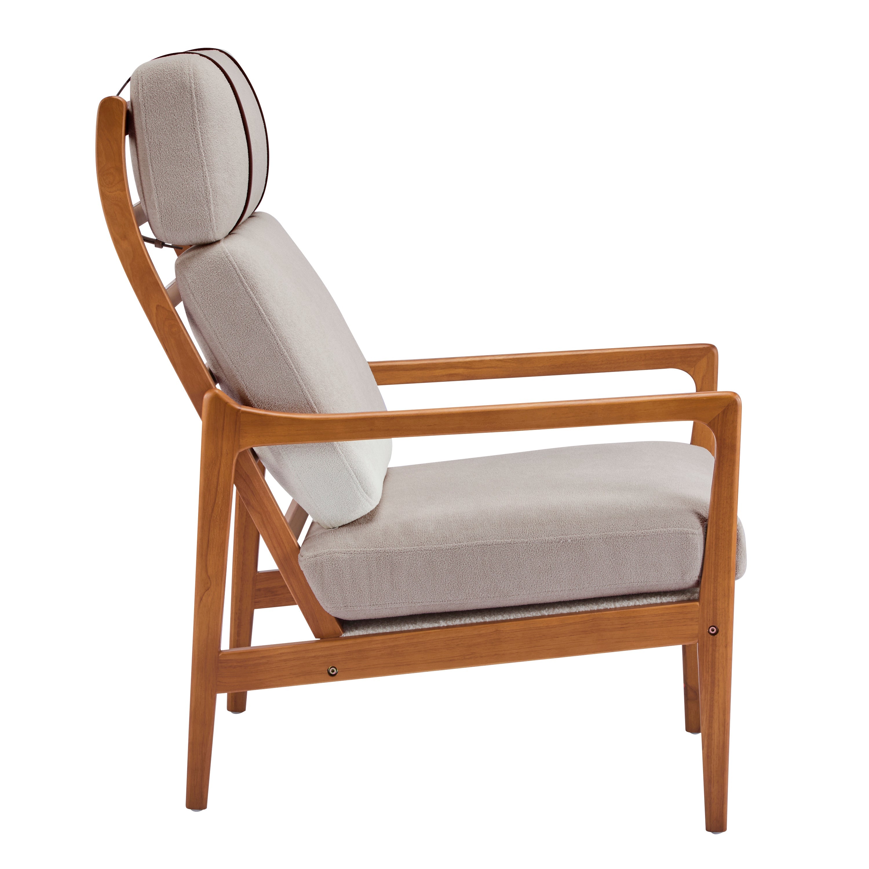 Birchmere Mid Century Modern Accent Armchair, Solid Wood Frame with High Back & Upholstered Cushions