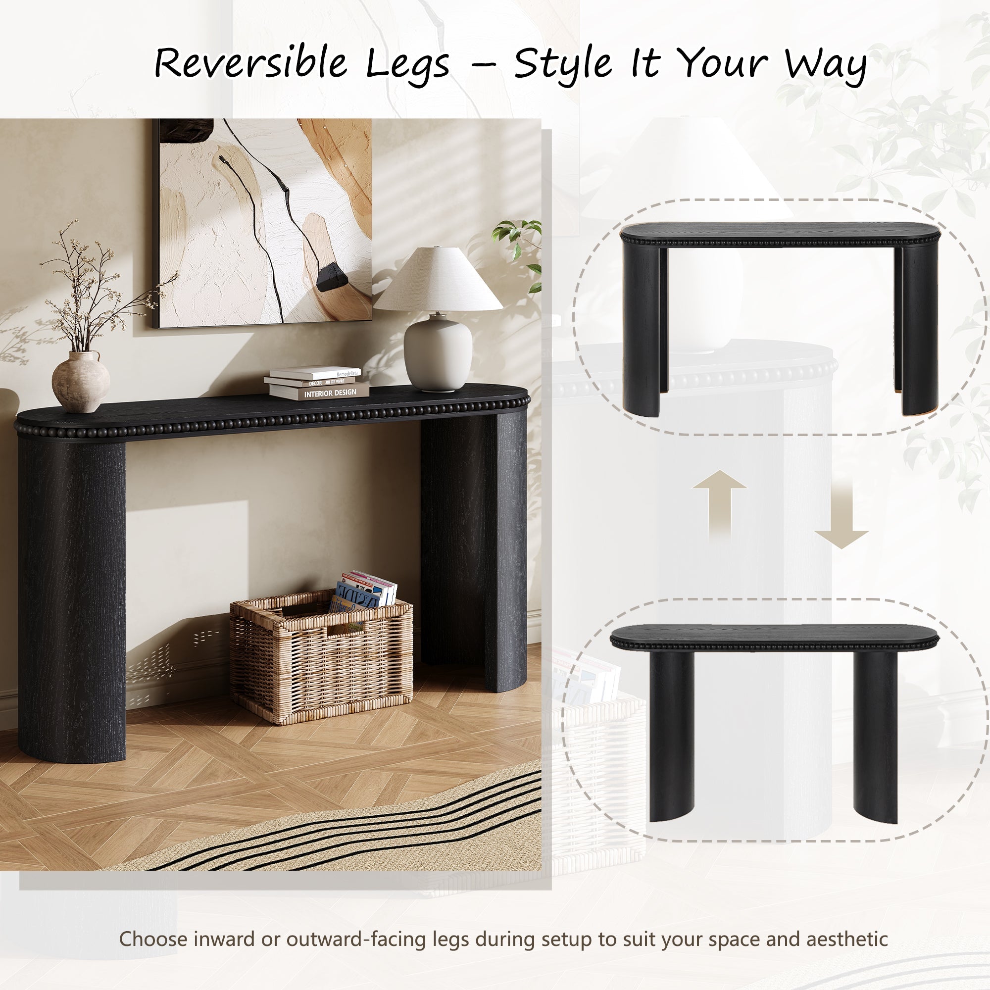 Beaded Trim Console Table