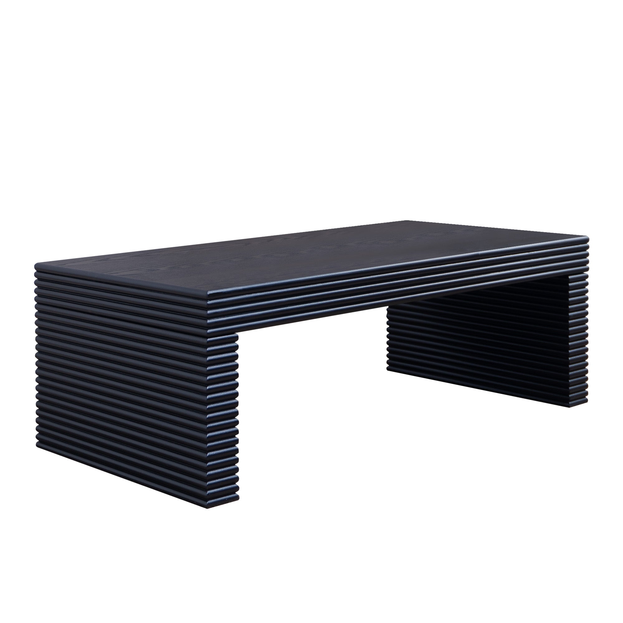 Modern Black Ribbed Coffee Table