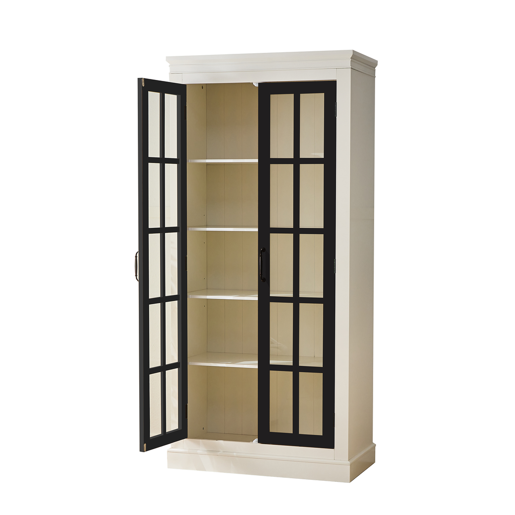 Rustic Style Display Cabinet with Glass Doors
