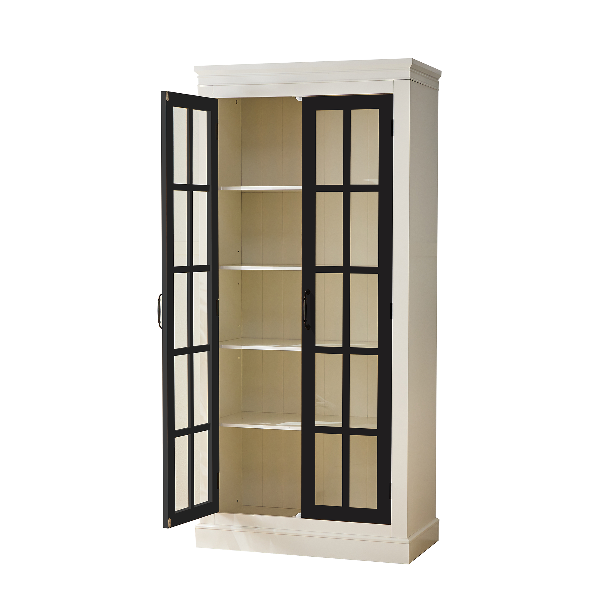 Rustic Style Display Cabinet with Glass Doors