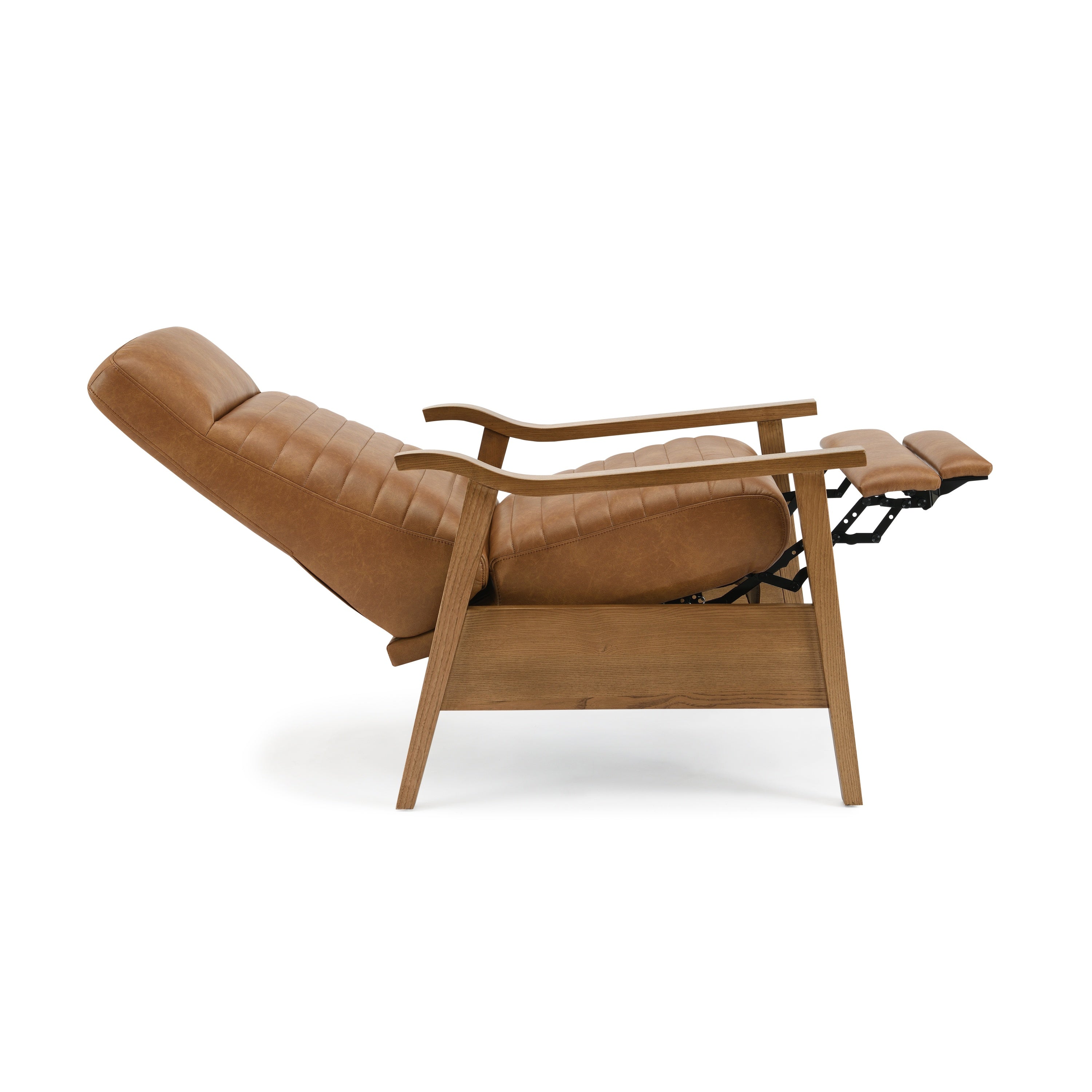 Asher Faux Leather & Wood Arm Push Back Recliner