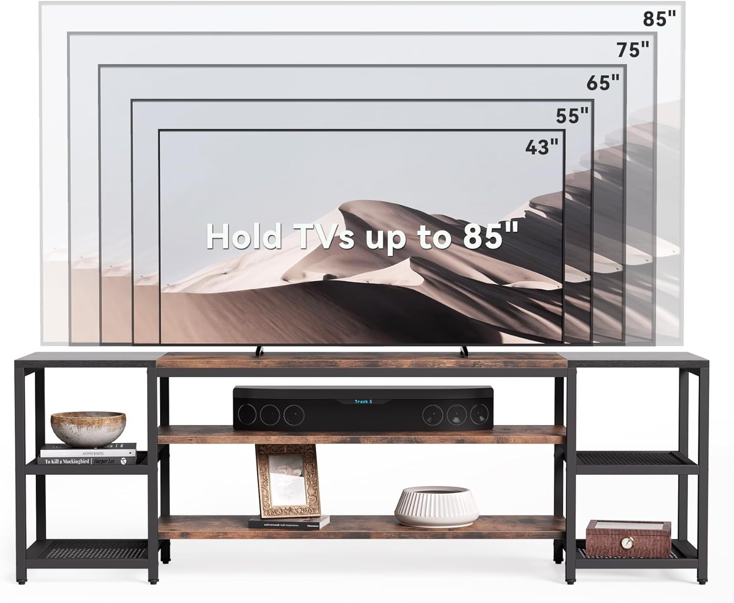 Waterford Modern Farmhouse Entertainment Center with 3-Tier Shelves