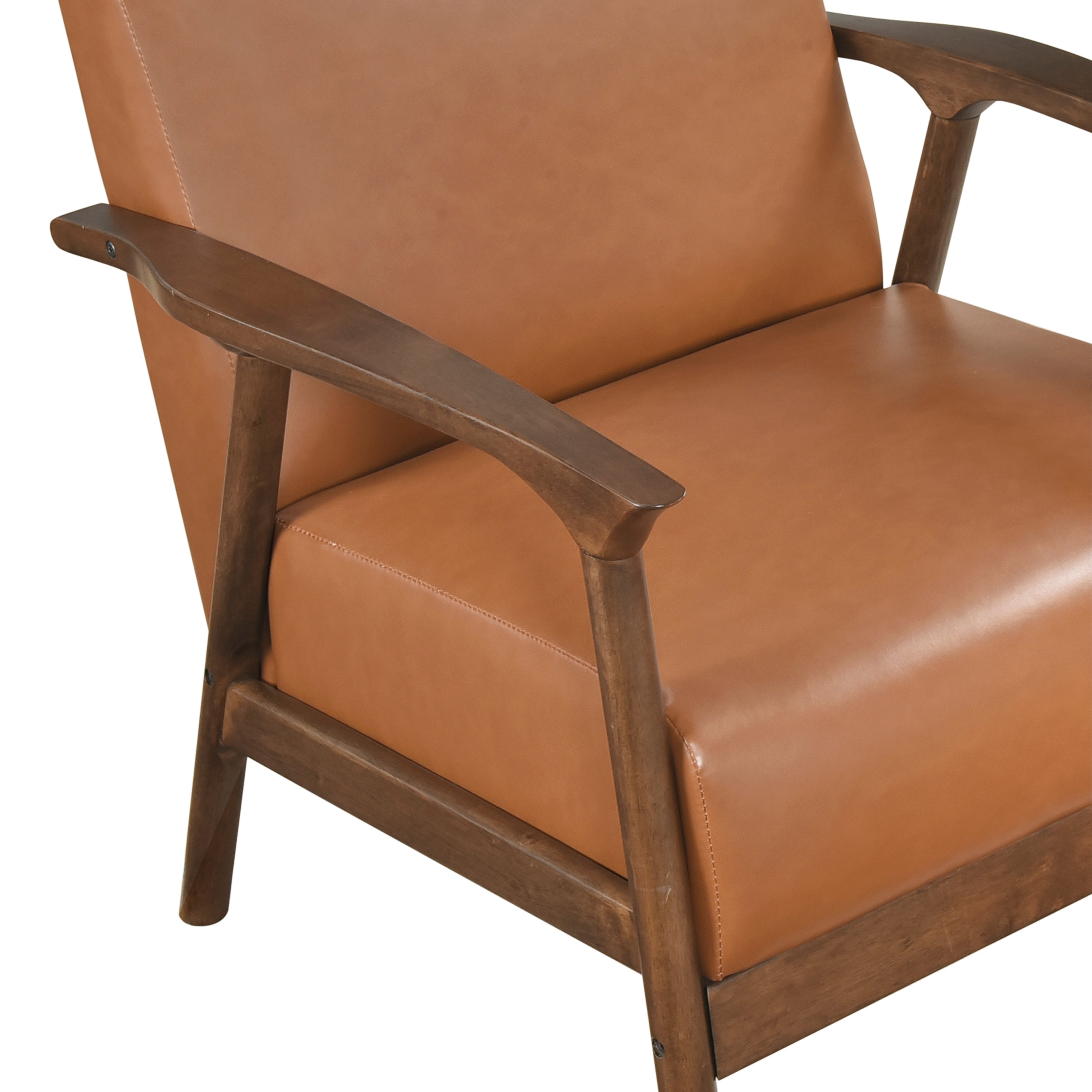 Brown Faux Leather Upholstered Accent Chair
