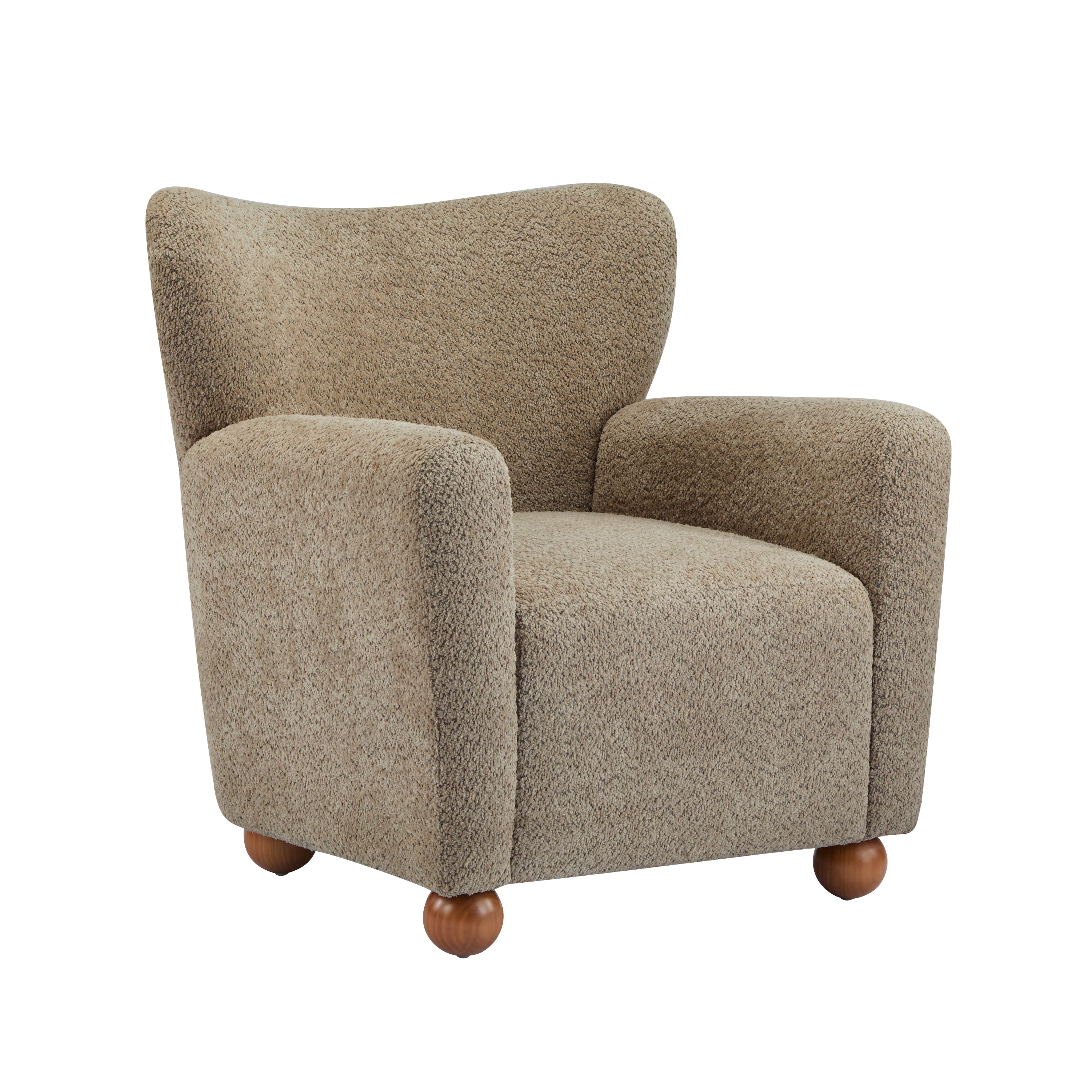Cozy Wingback Accent Chair with Round Wood Feet