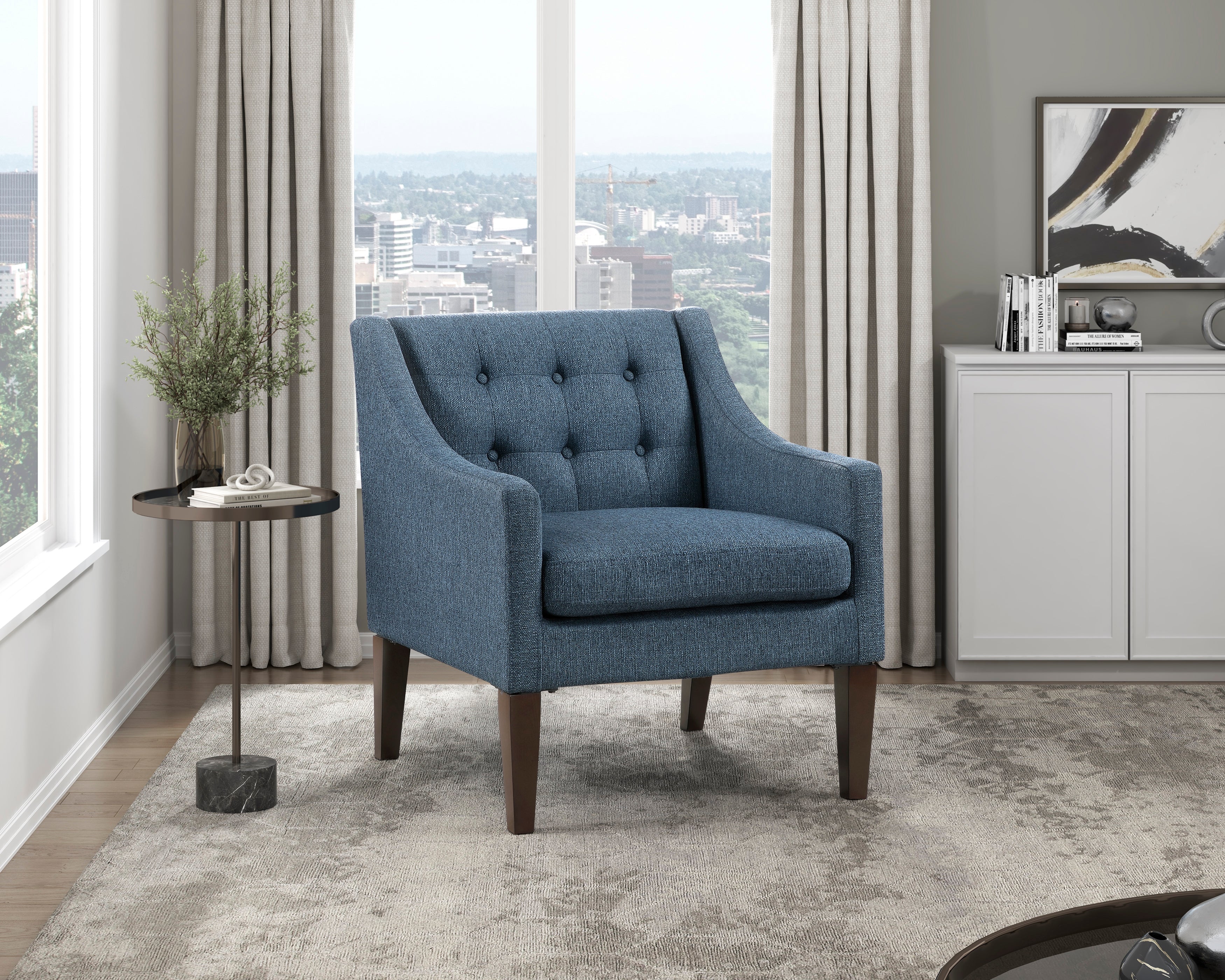Contemporary Button Tufted Accent Chair