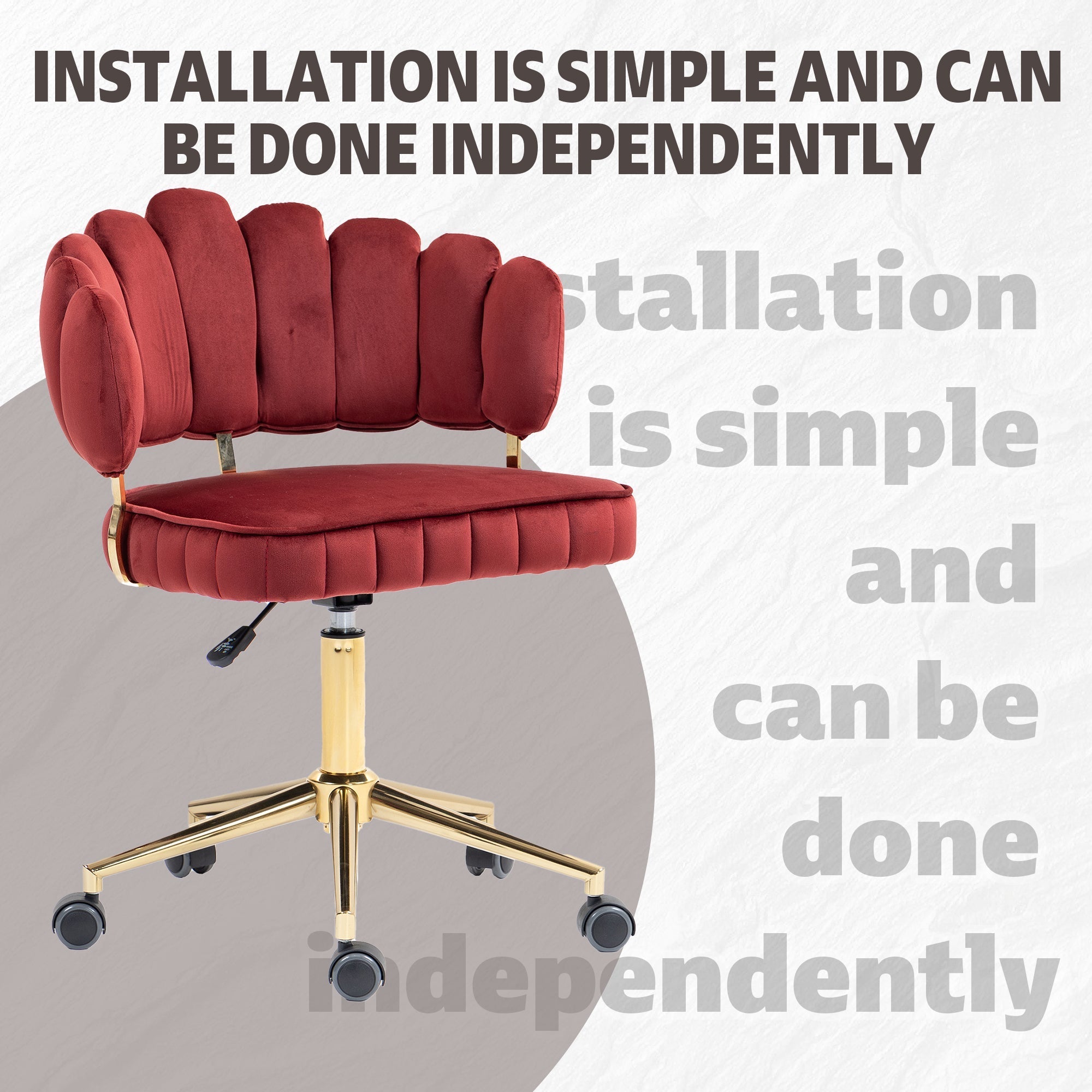Modern Velvet Home Office Desk Chair with Adjustable Height and Swivel Wheels