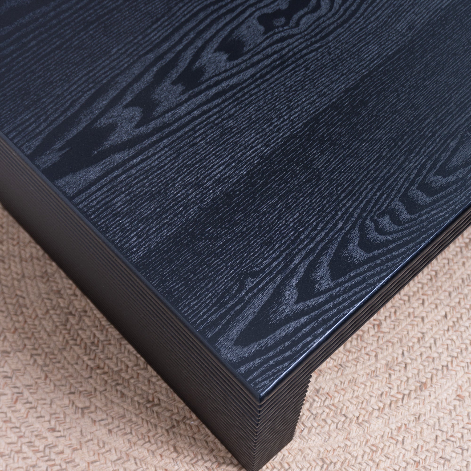 Modern Black Ribbed Coffee Table