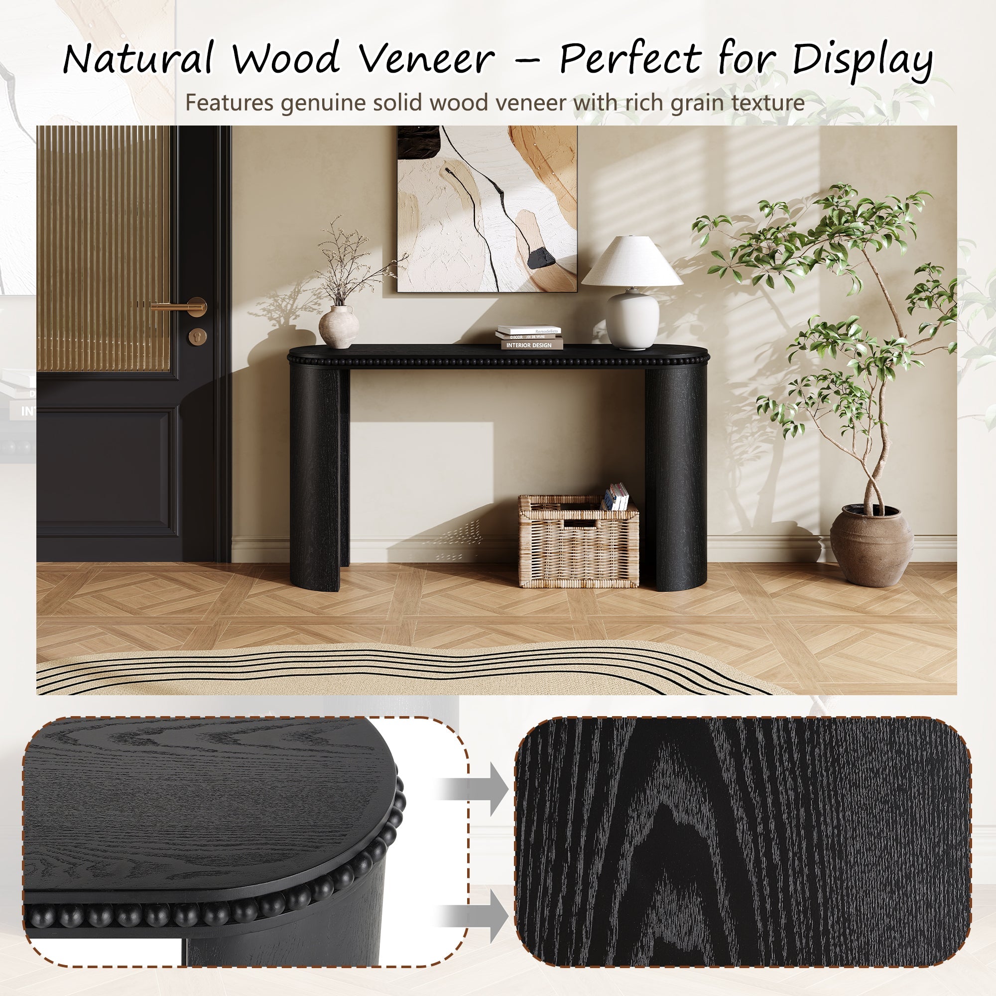 Beaded Trim Console Table
