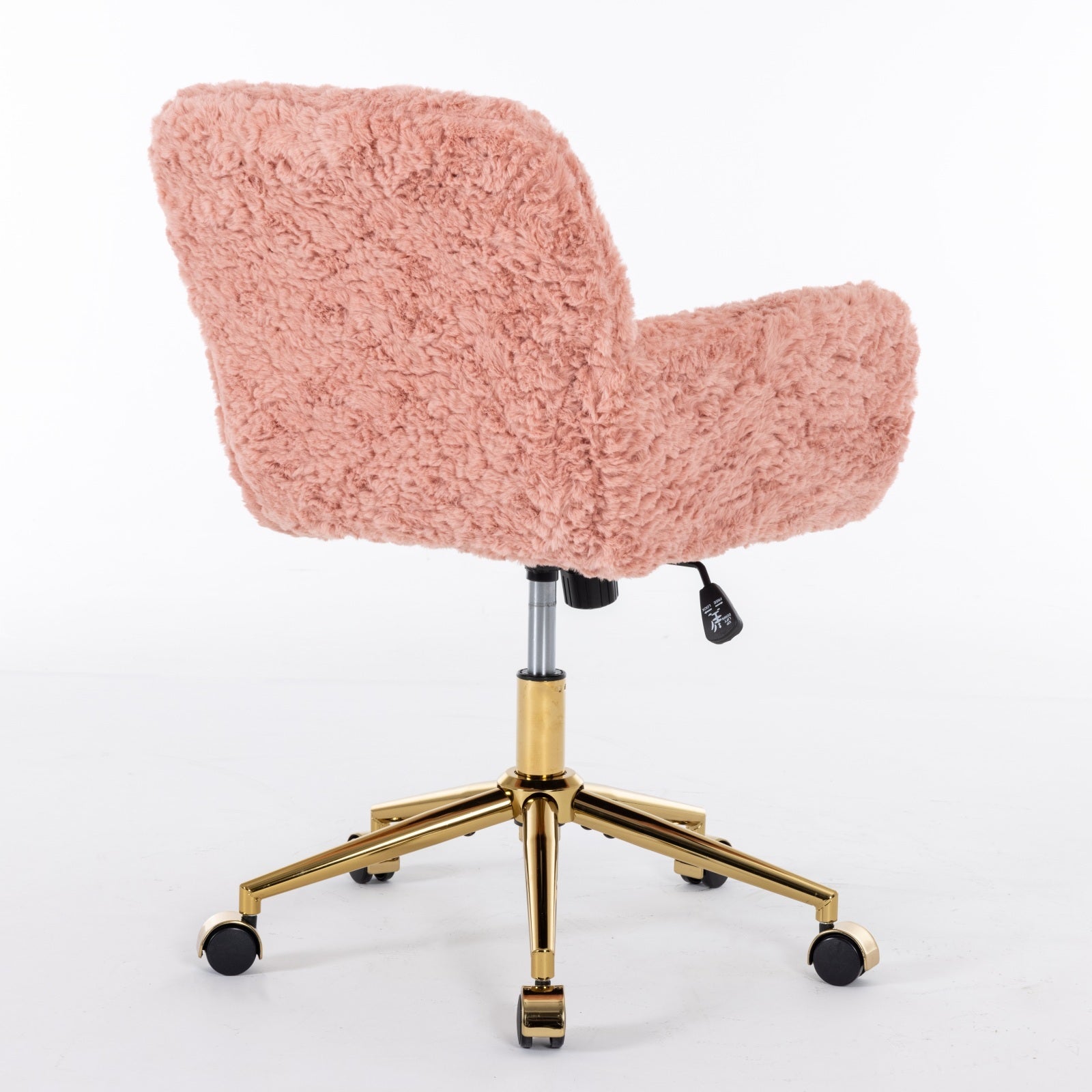 Faux Rabbit Hair Office Chair with Golden Metal Base, Adjustable Swivel