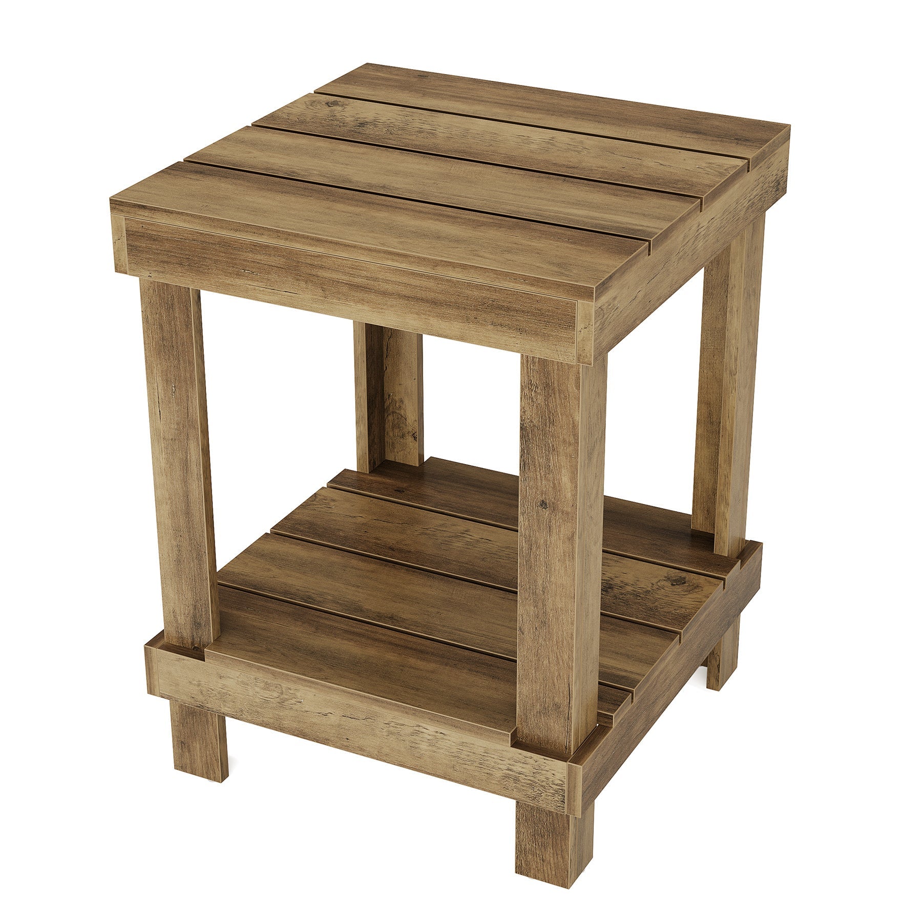 Radford 2-Tier Wooden End Table with Open Storage Shelves