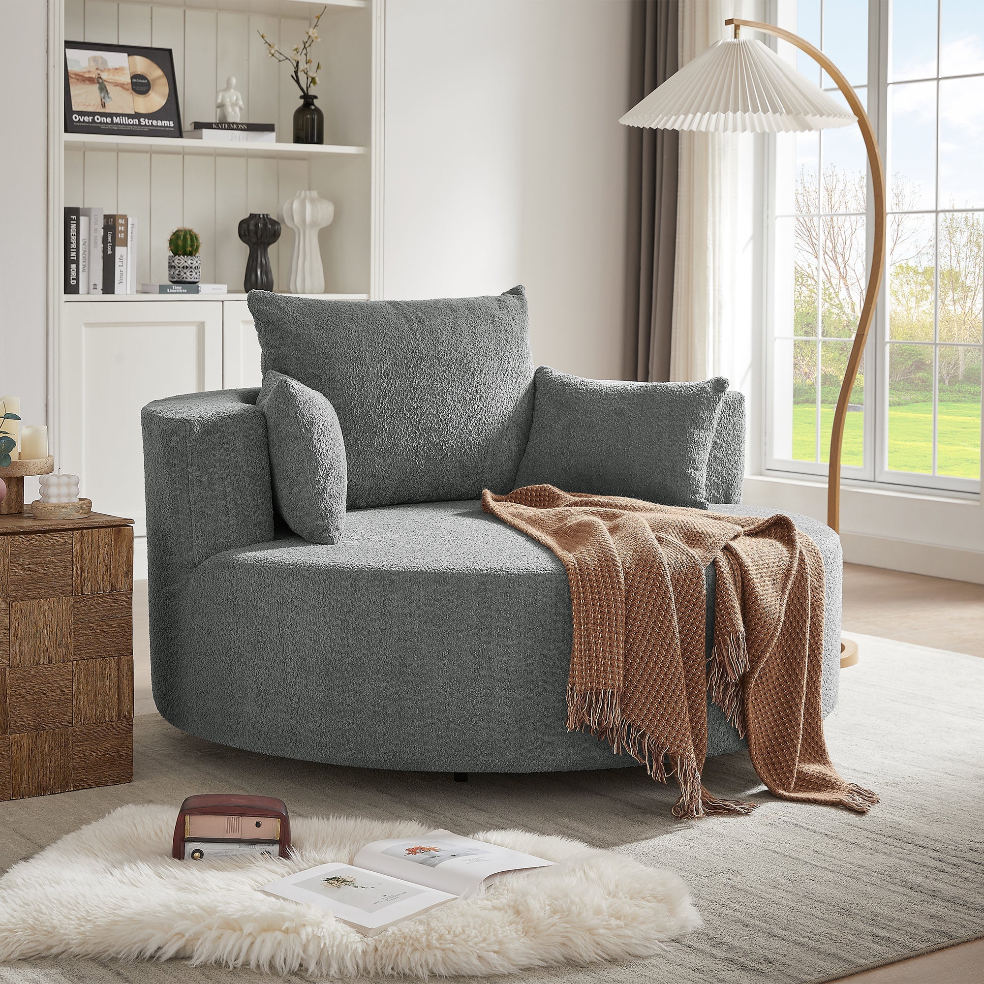 Crossley Oversized Swivel Barrel Accent Chair