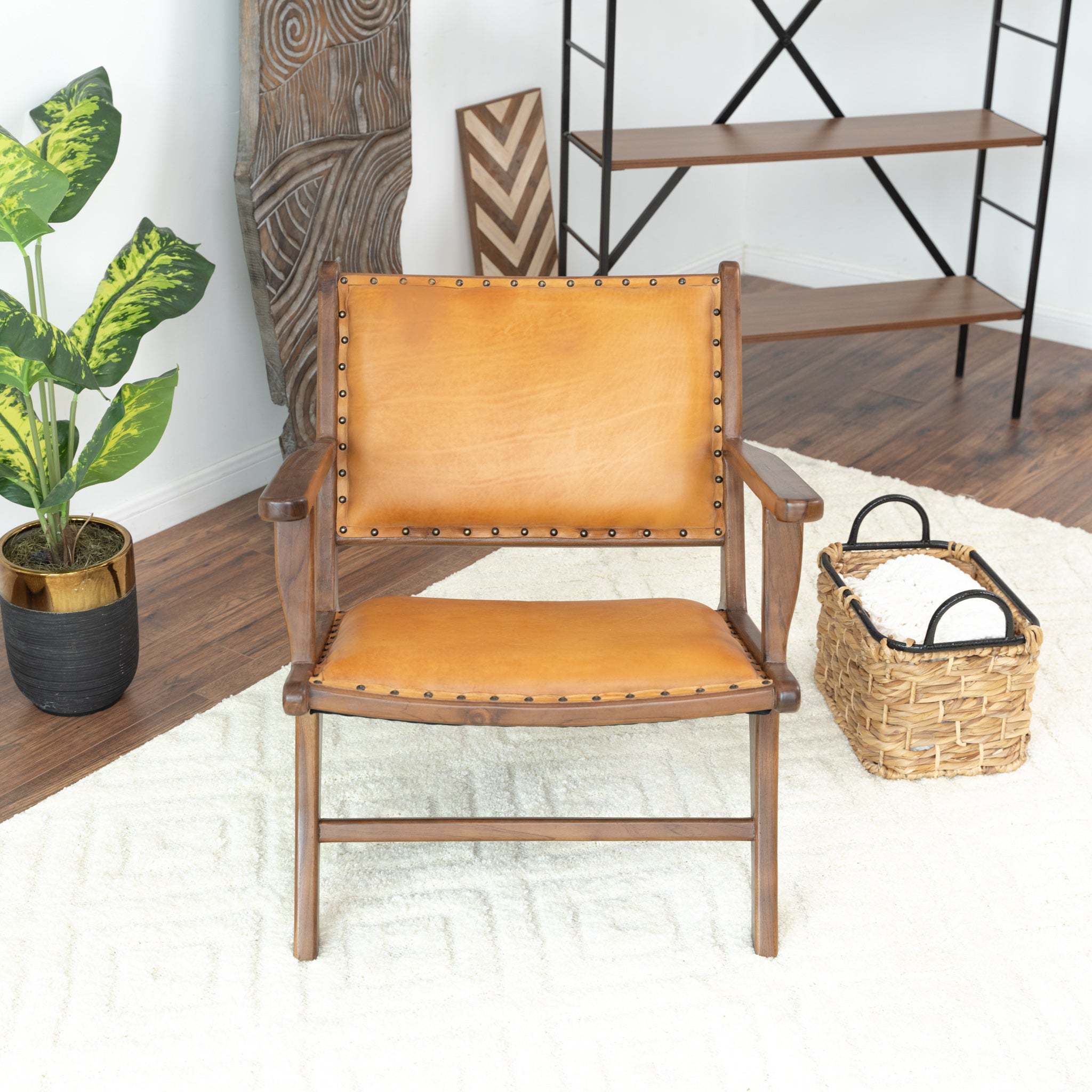 Daniel Mid-Century Modern Leather Arm Chair