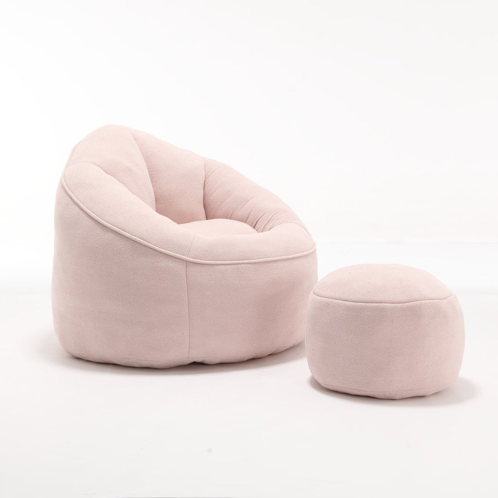 Bean Bag Sofa Chair with High-Pressure Foam and Footrest