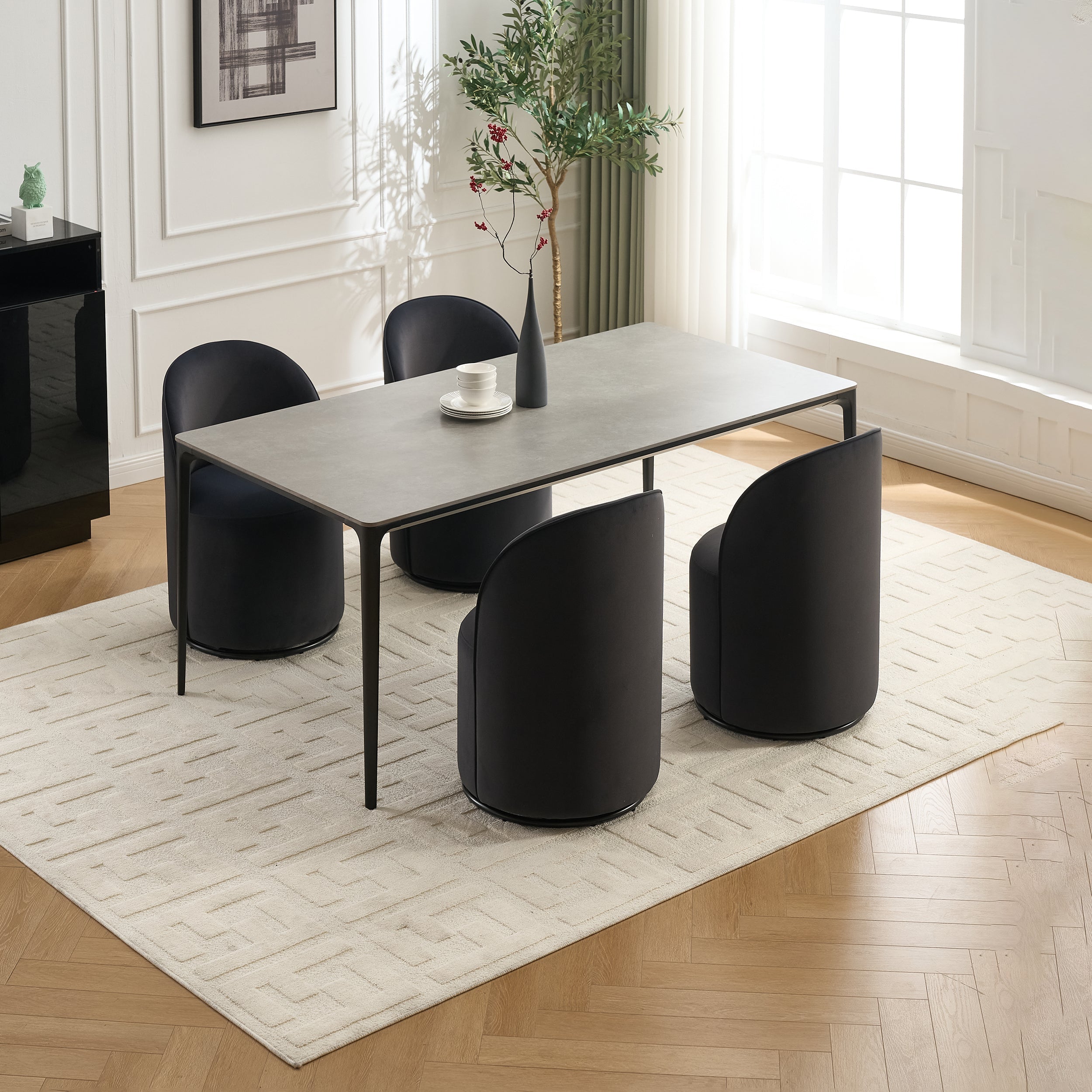 Ashcombe Mid Century Modern Round Velvet Dining Chair