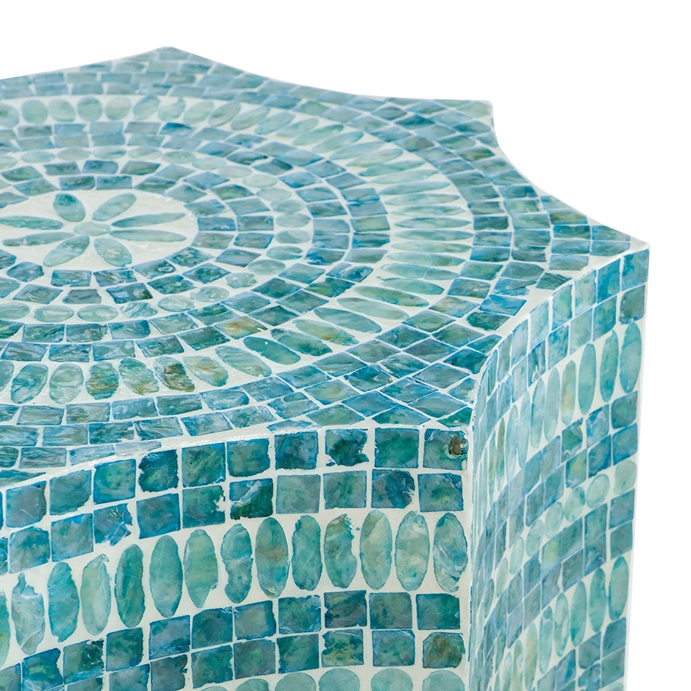 Blue Scalloped Capiz Side Table