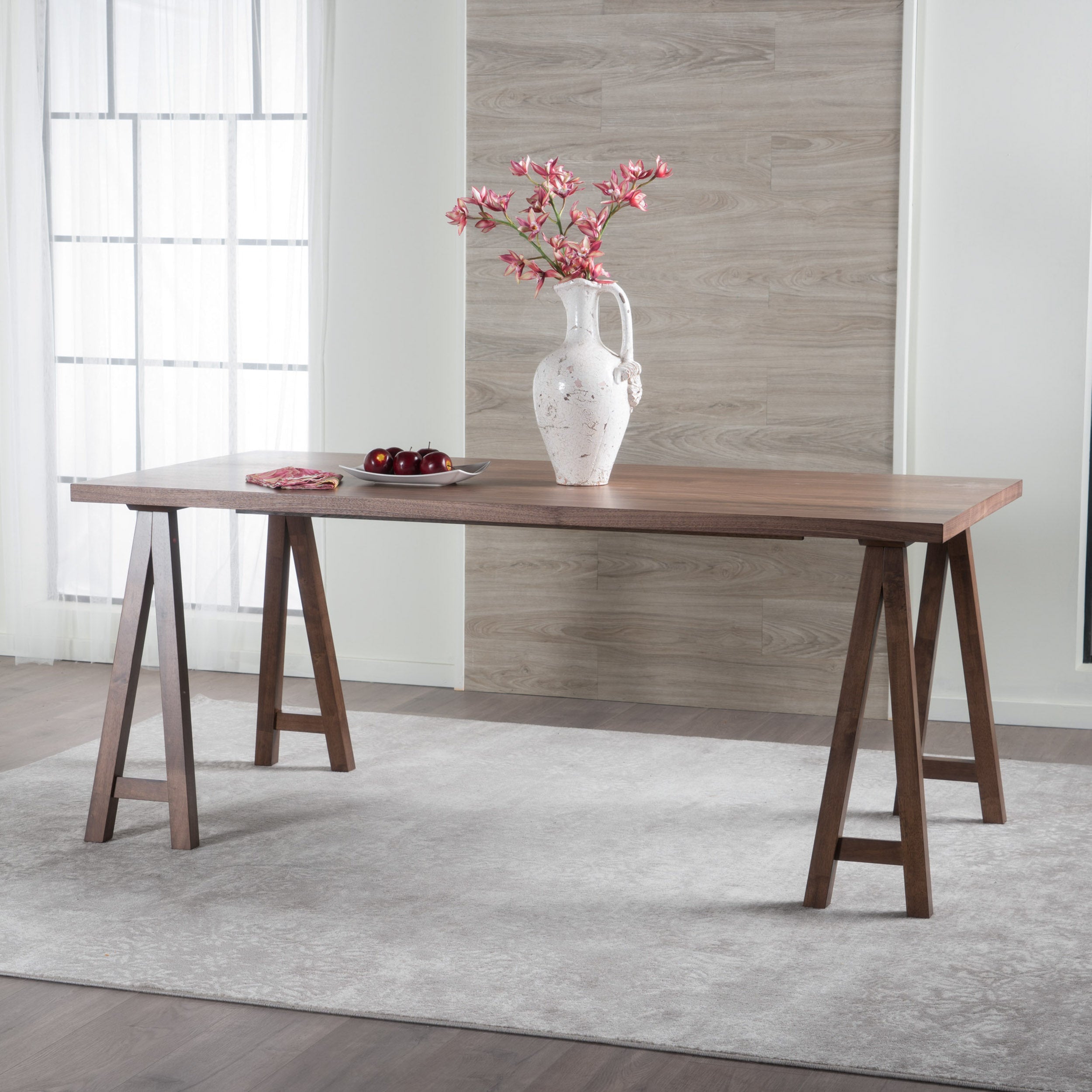 Solid Wood Sawhorse Dining Table