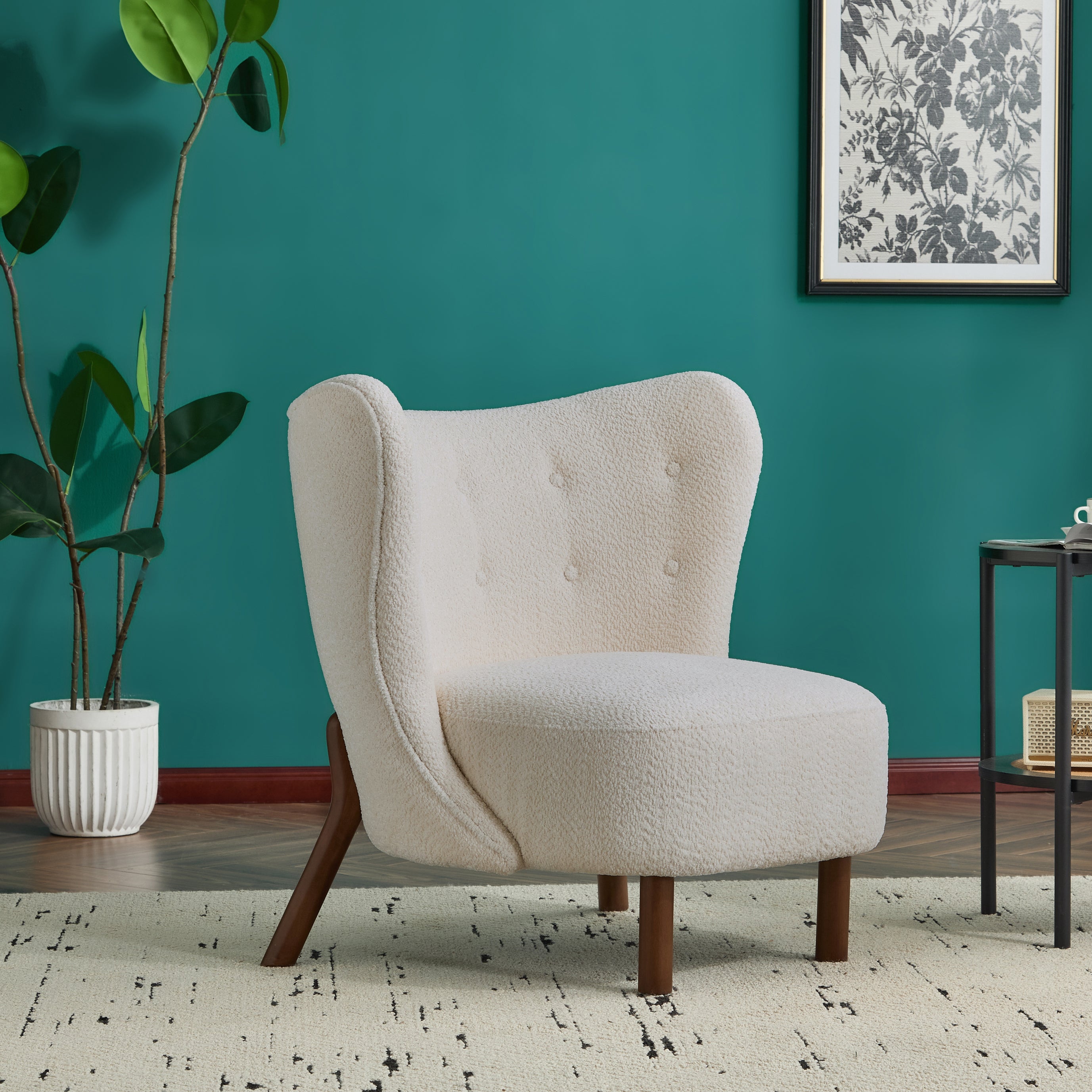 Bella Upholstered Wingback Armless Accent Chair