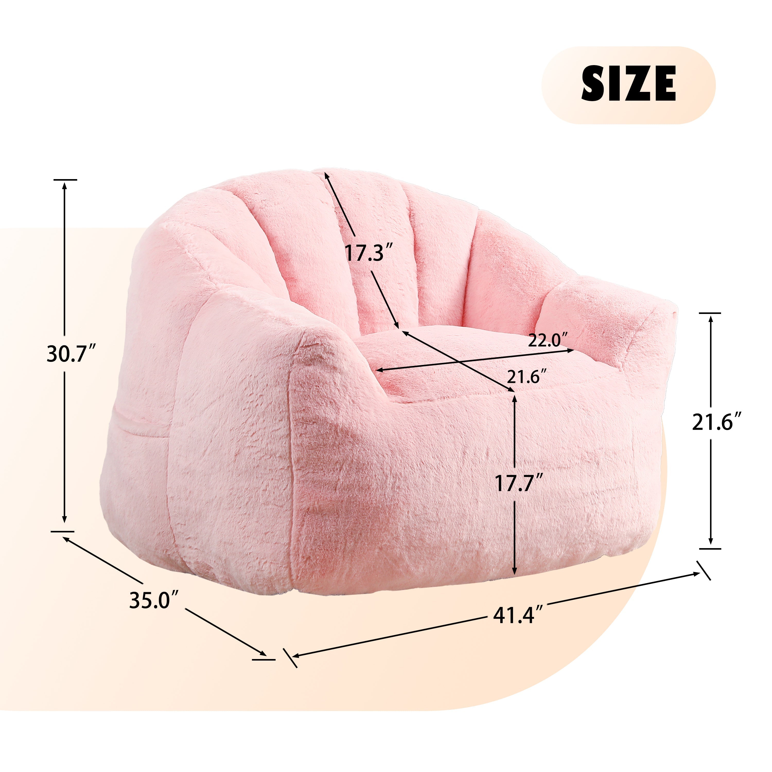 Beanbag Sofa Chair with Armrests Stuffed with High-Density Foam