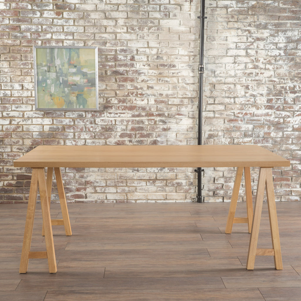 Solid Wood Sawhorse Dining Table