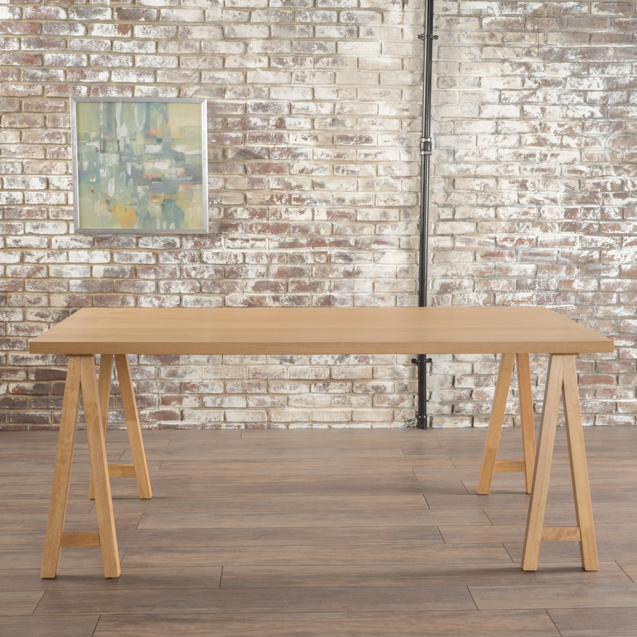 Solid Wood Sawhorse Dining Table