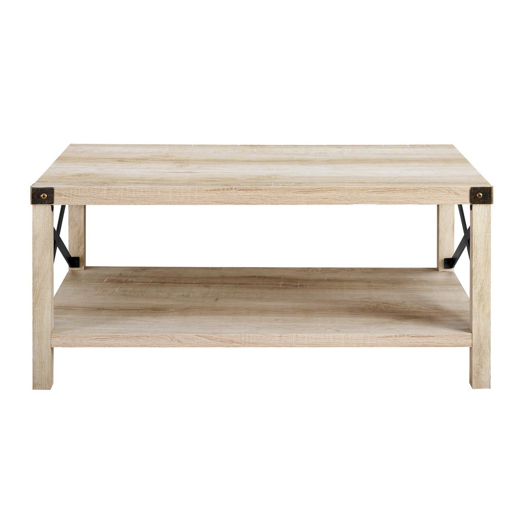 Farmhouse Metal-X Coffee Table with Lower Shelf