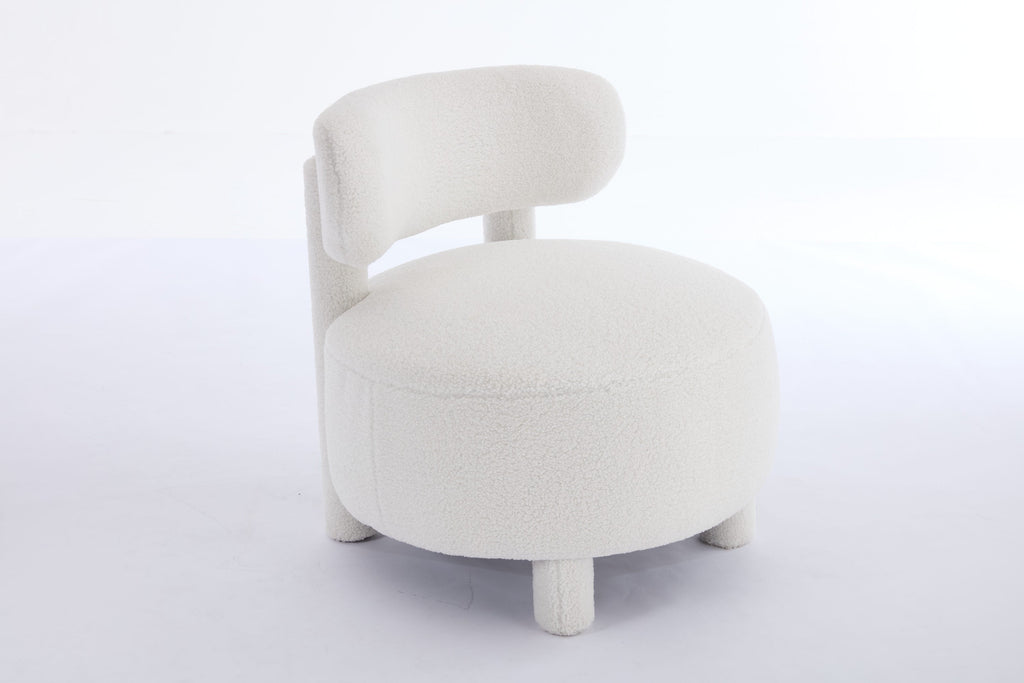 Armless Accent Chair with Curved Backrest and Solid Wooden Legs