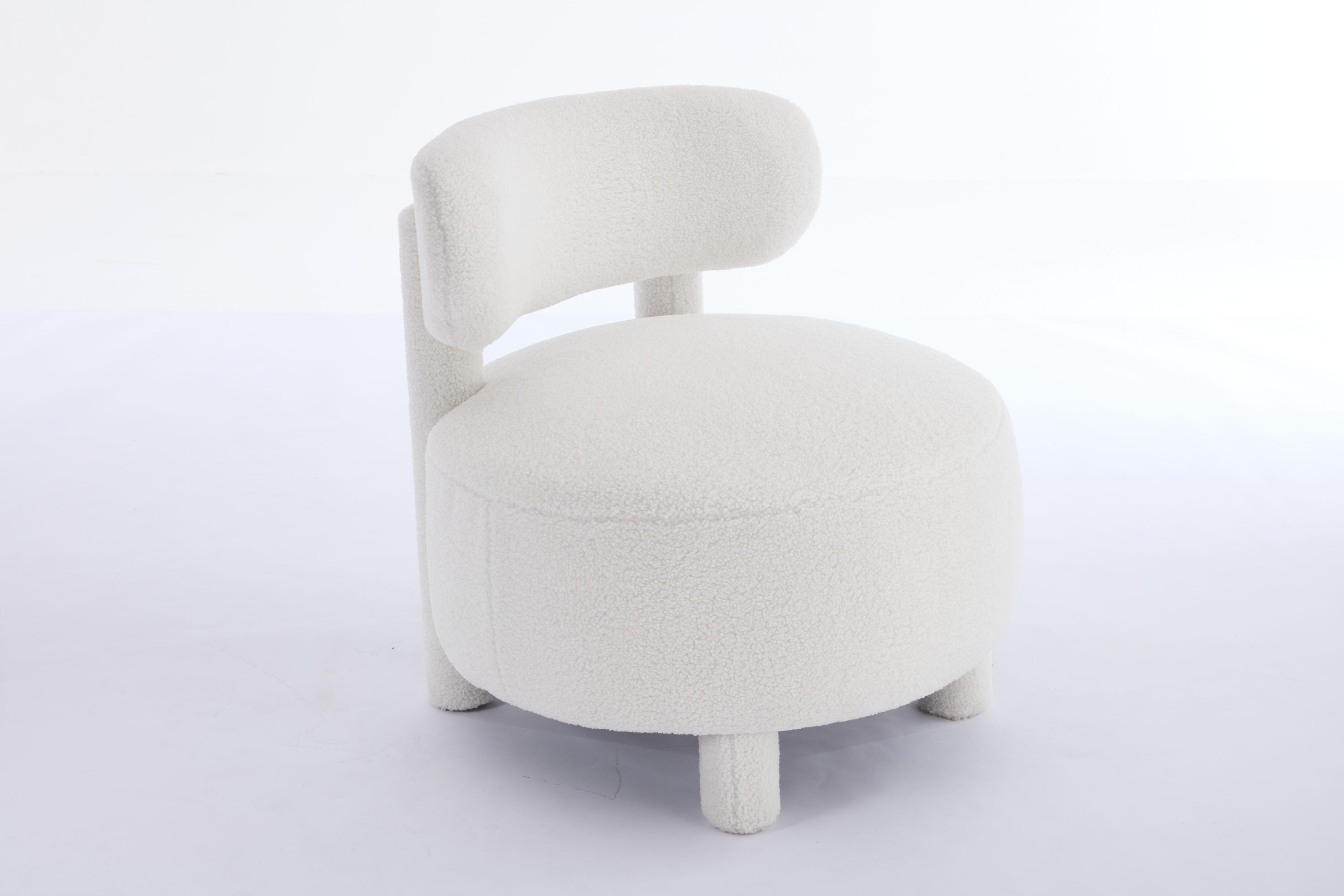 Armless Accent Chair with Curved Backrest and Solid Wooden Legs