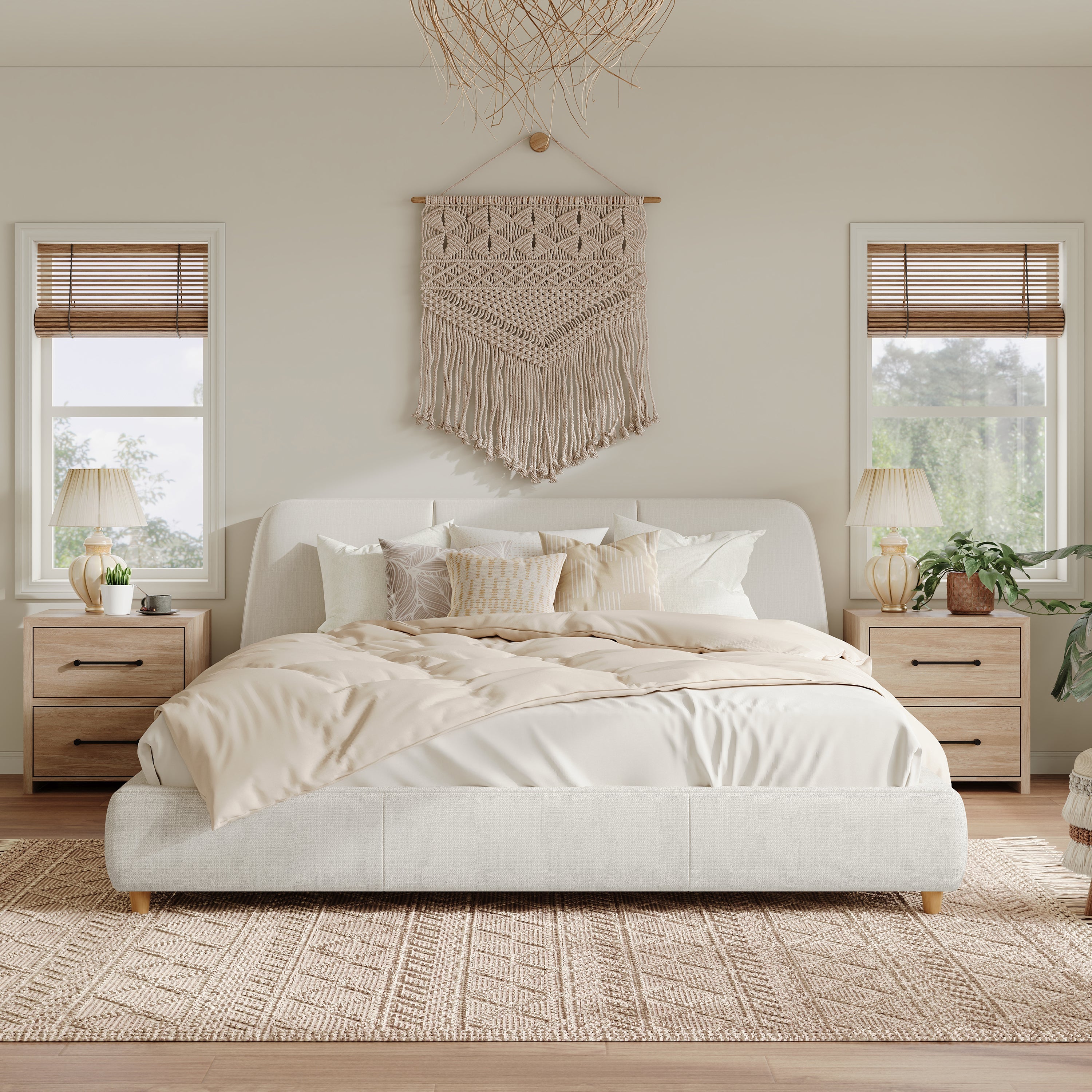 Modern Linen Upholstered Bed