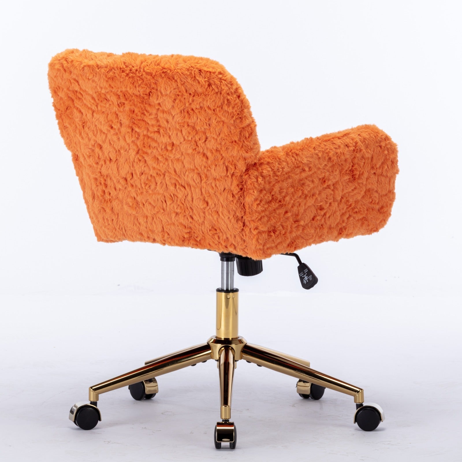 Faux Rabbit Hair Office Chair with Golden Metal Base, Adjustable Swivel