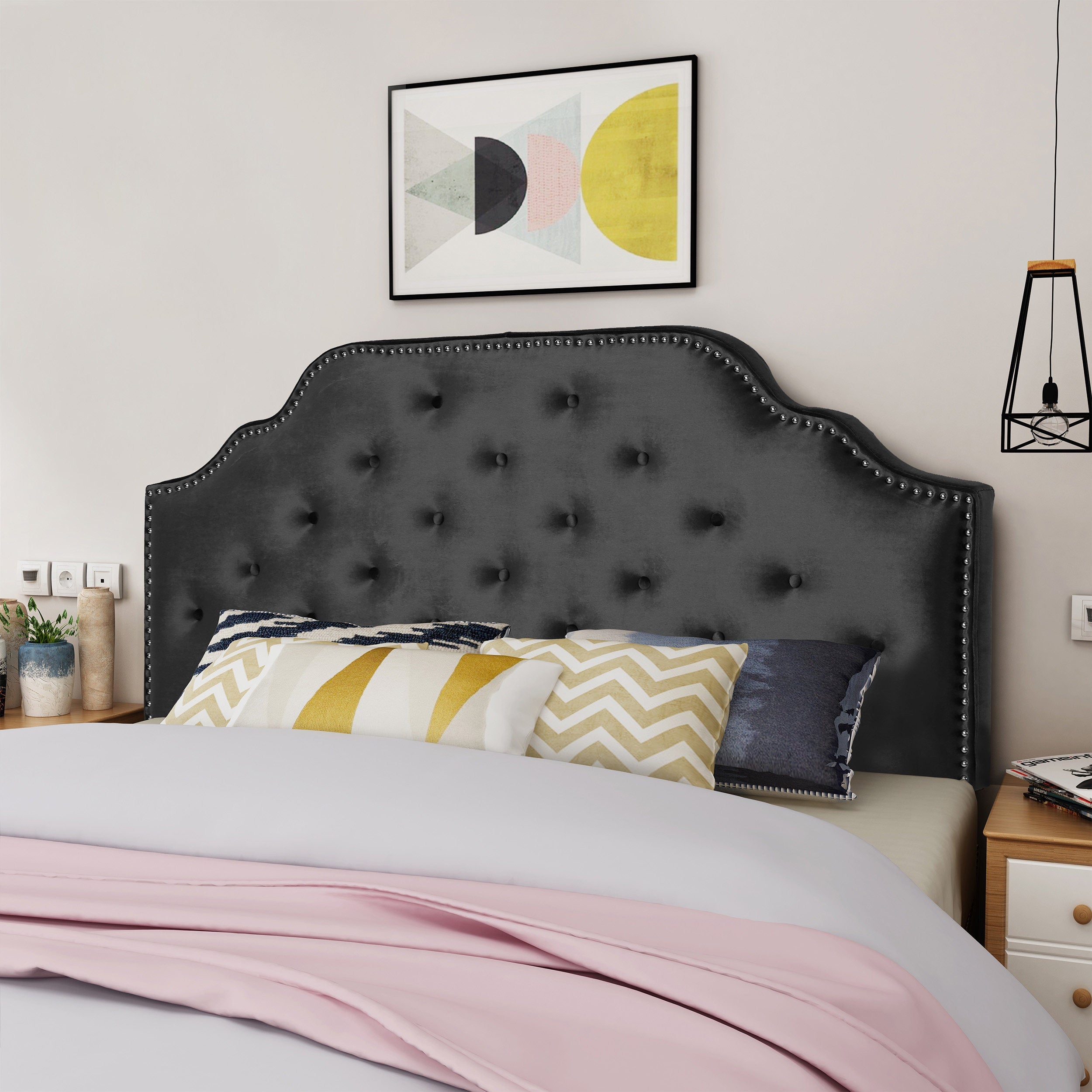 Luella Button Tufted Upholstered Headboard