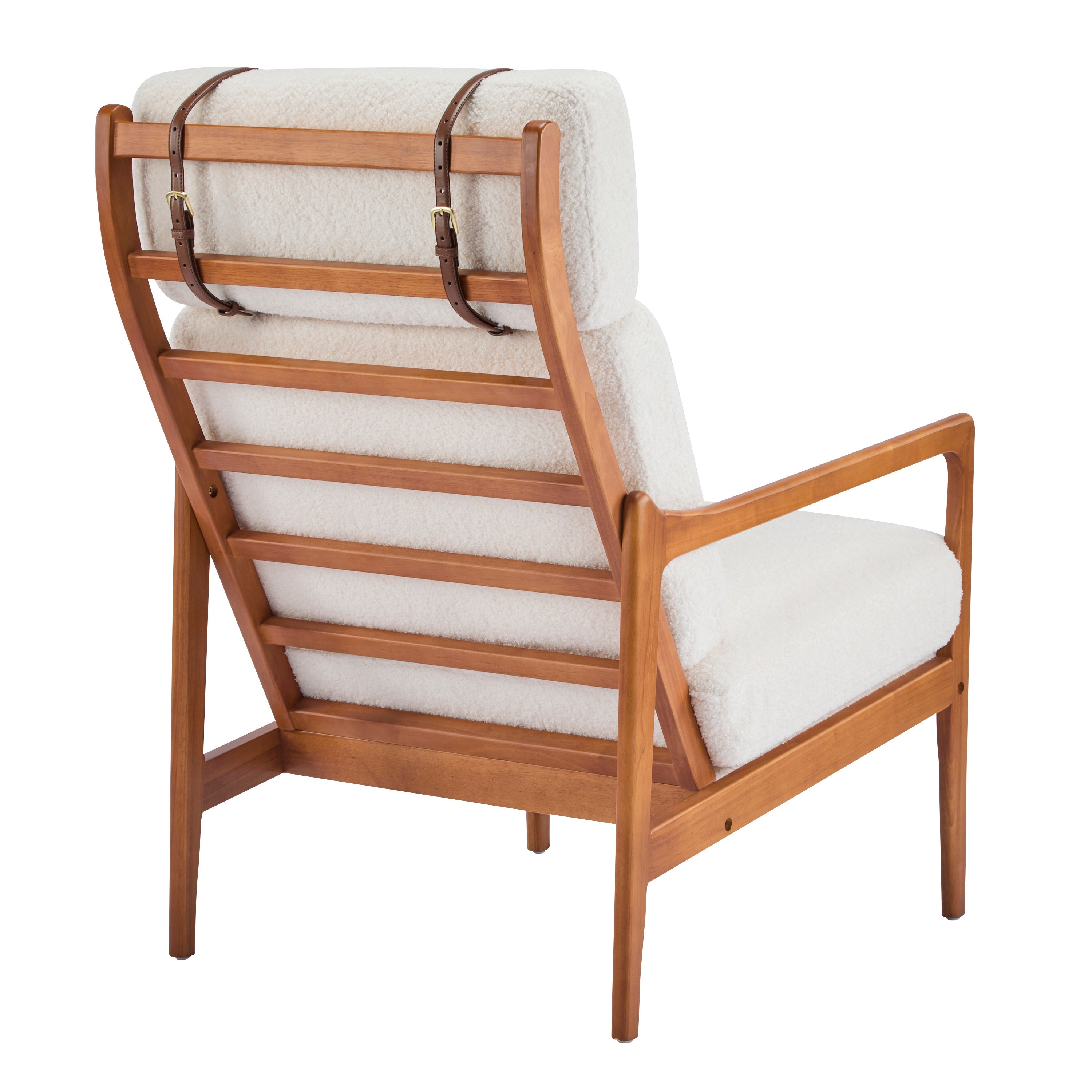 Birchmere Mid Century Modern Accent Armchair, Solid Wood Frame with High Back & Upholstered Cushions