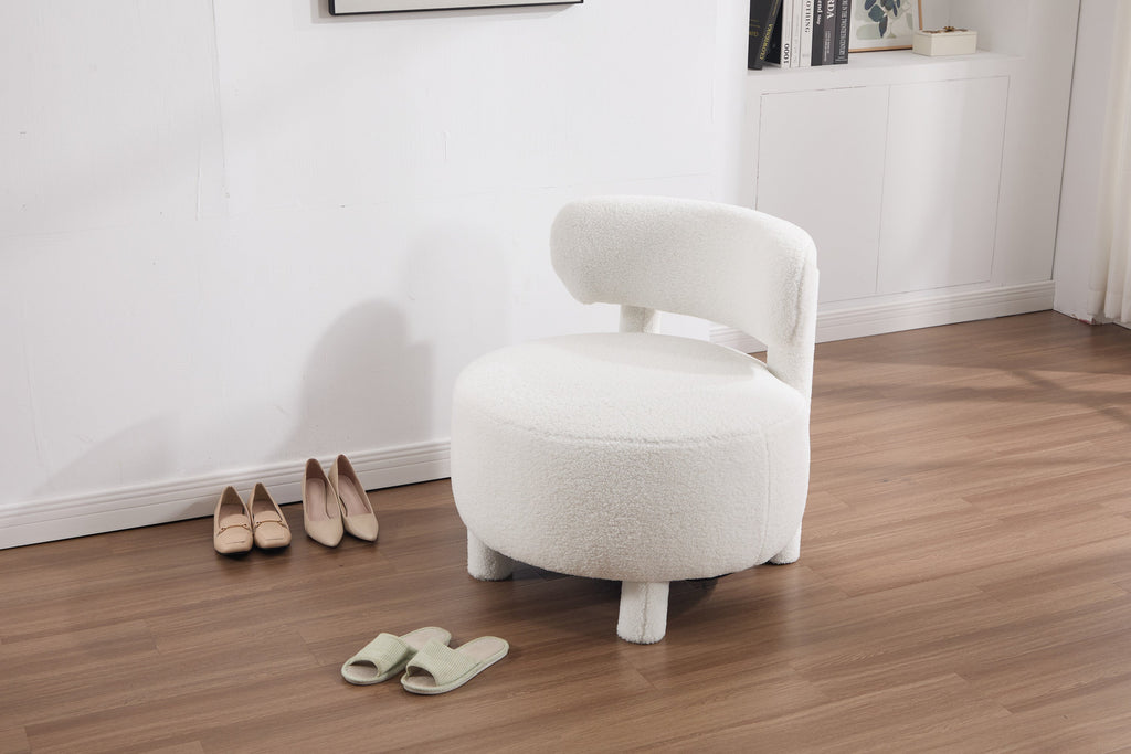 Armless Accent Chair with Curved Backrest and Solid Wooden Legs