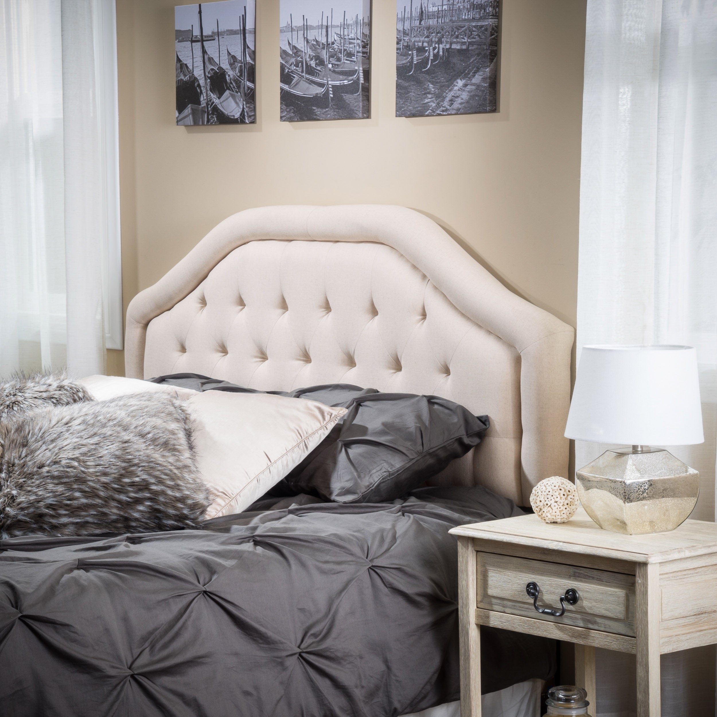 Tufted Upholstered Adjustable Height Headboard