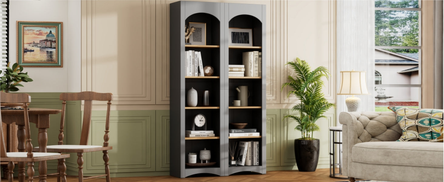 Farmhouse Two-Tone Storage Cabinet with Adjustable Shelves