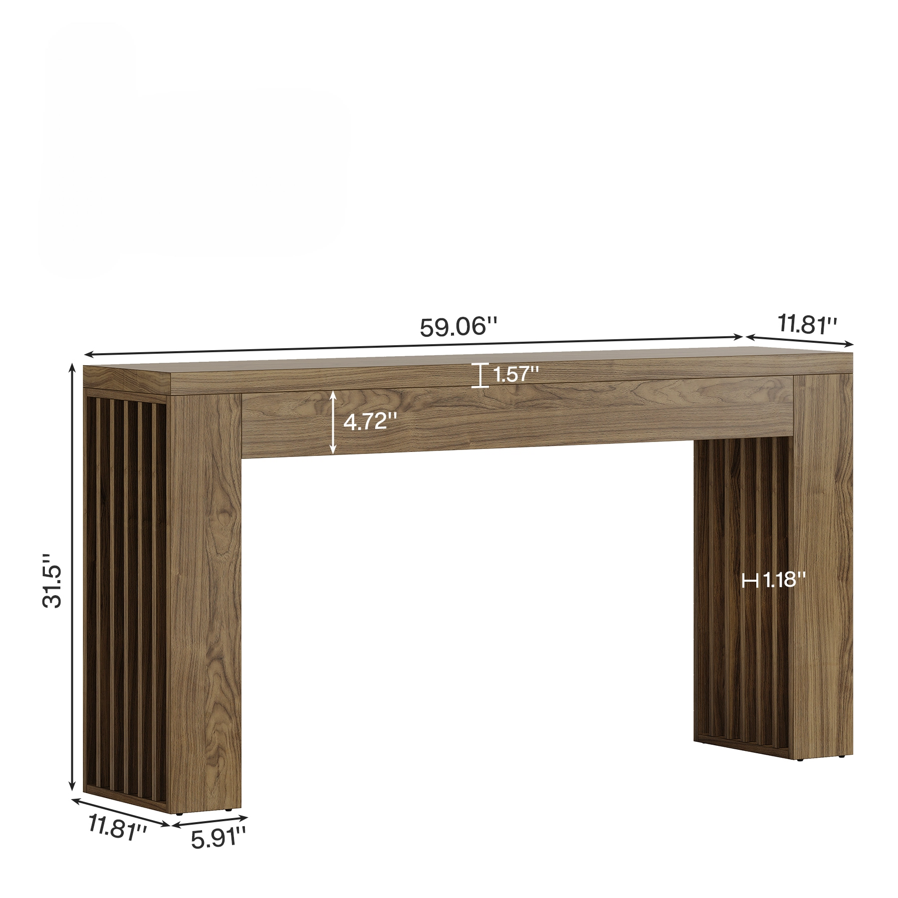 Langley Farmhouse Console Table with Vertical Slat Legs
