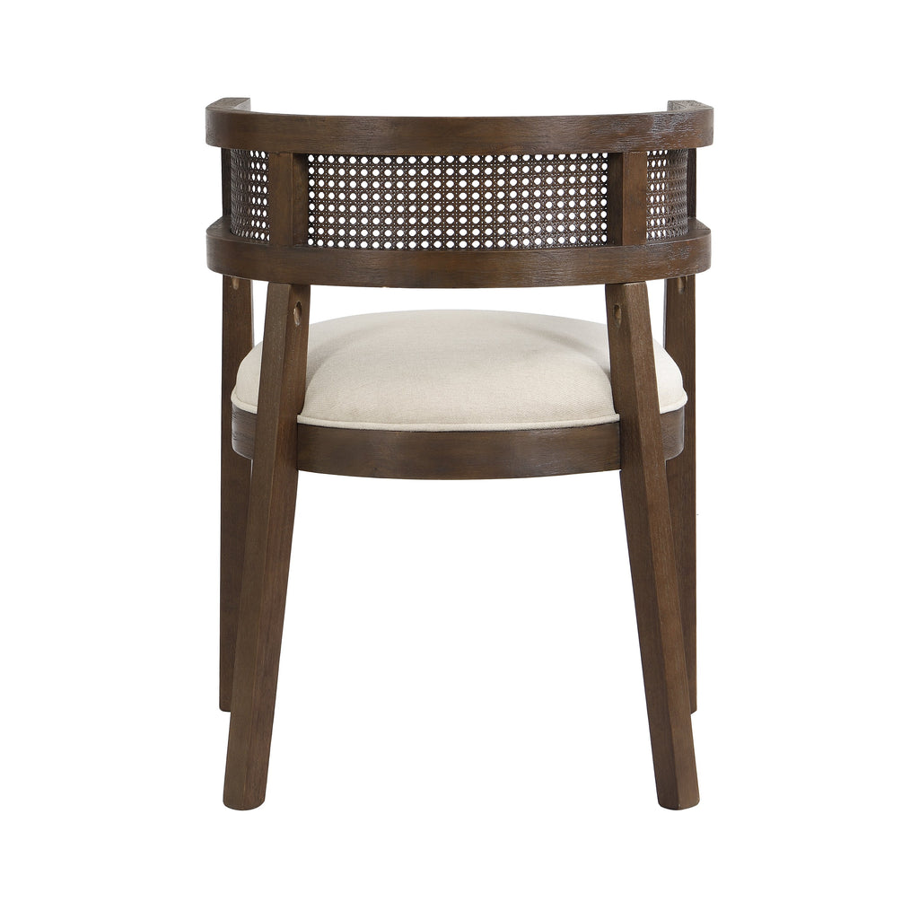 Barrel Dining Chair with Rattan Back, Set of 2
