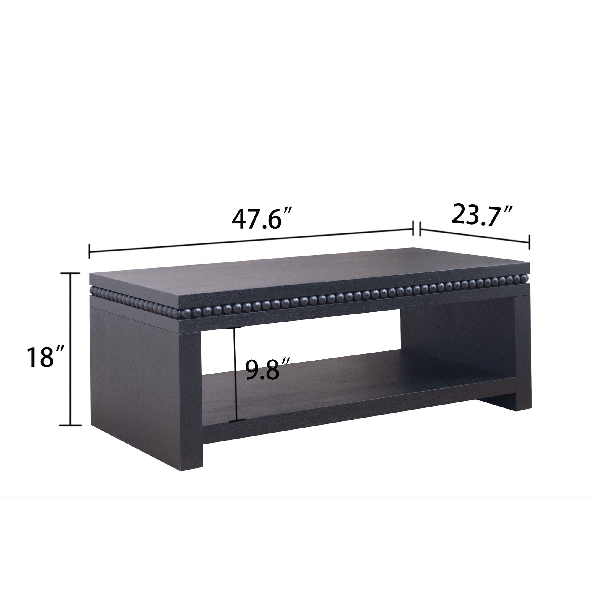 Modern Wood Coffee Table with Beaded Trim